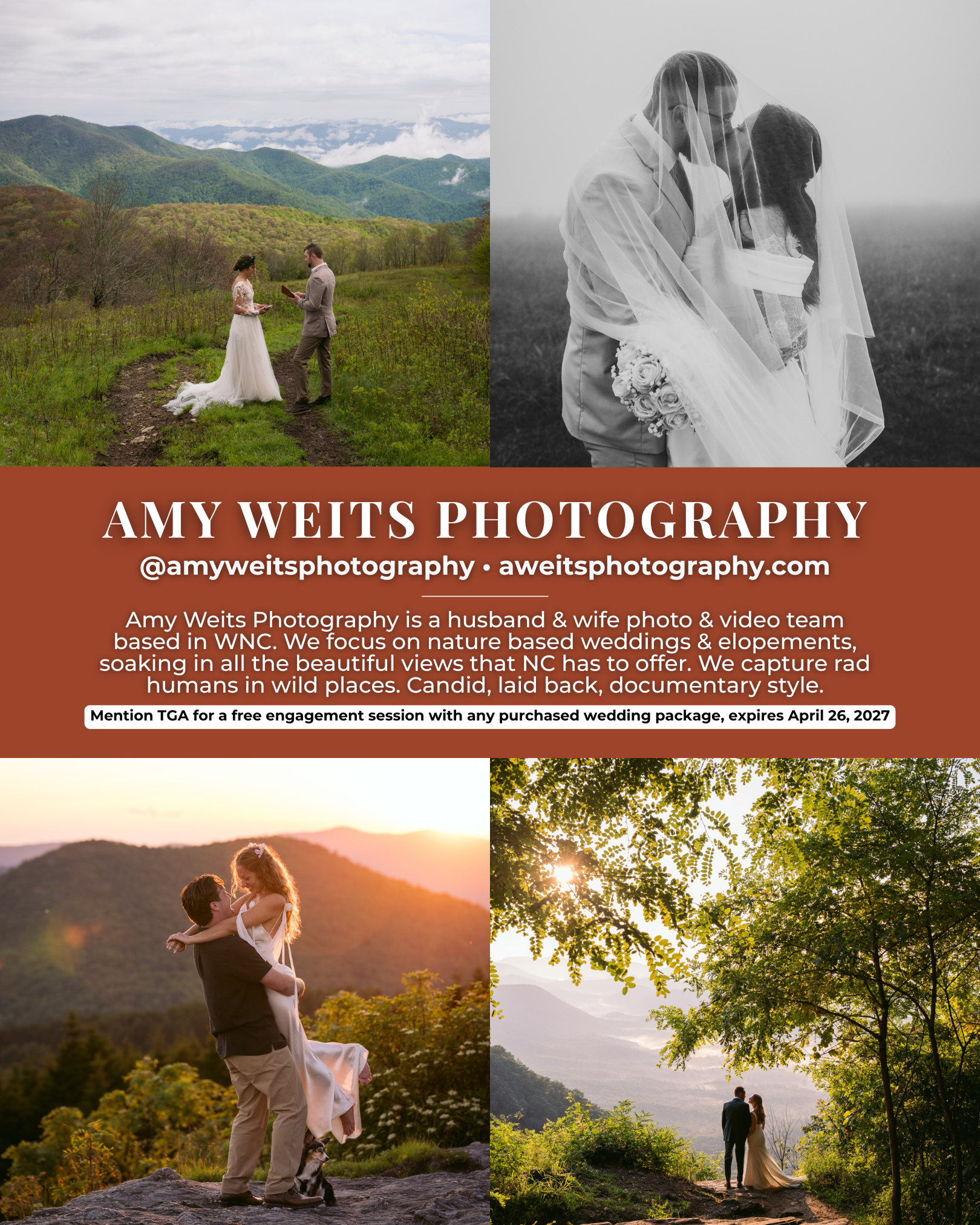 Amy Weits Photography, a Western North Carolina wedding photographer specializing in nature-based weddings, mountain elopements, and documentary-style photography.