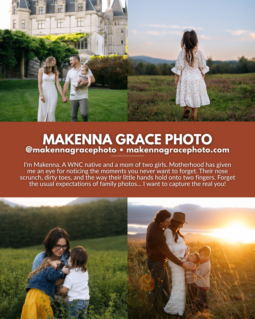 Makenna Grace Photo, a WNC family photographer capturing natural family, motherhood, maternity, and lifestyle portraits in Western North Carolina.