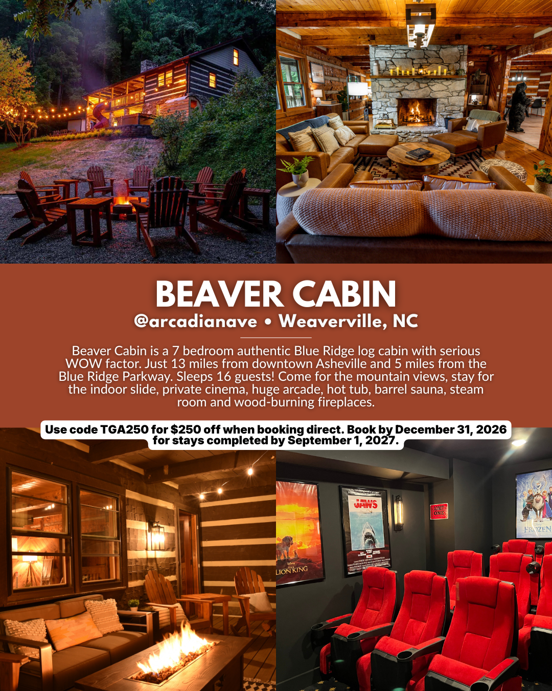 Beaver Cabin log cabin retreat with mountain views near Weaverville and Asheville, North Carolina
