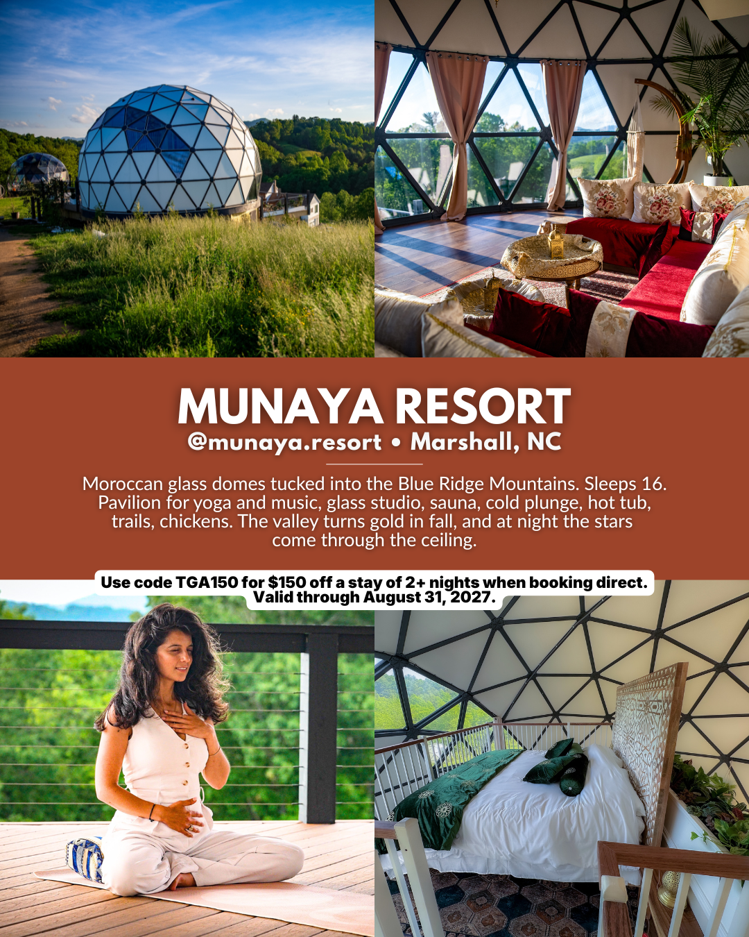 Moroccan glass dome retreat at Munaya in the Appalachian Mountains near Marshall, North Carolina