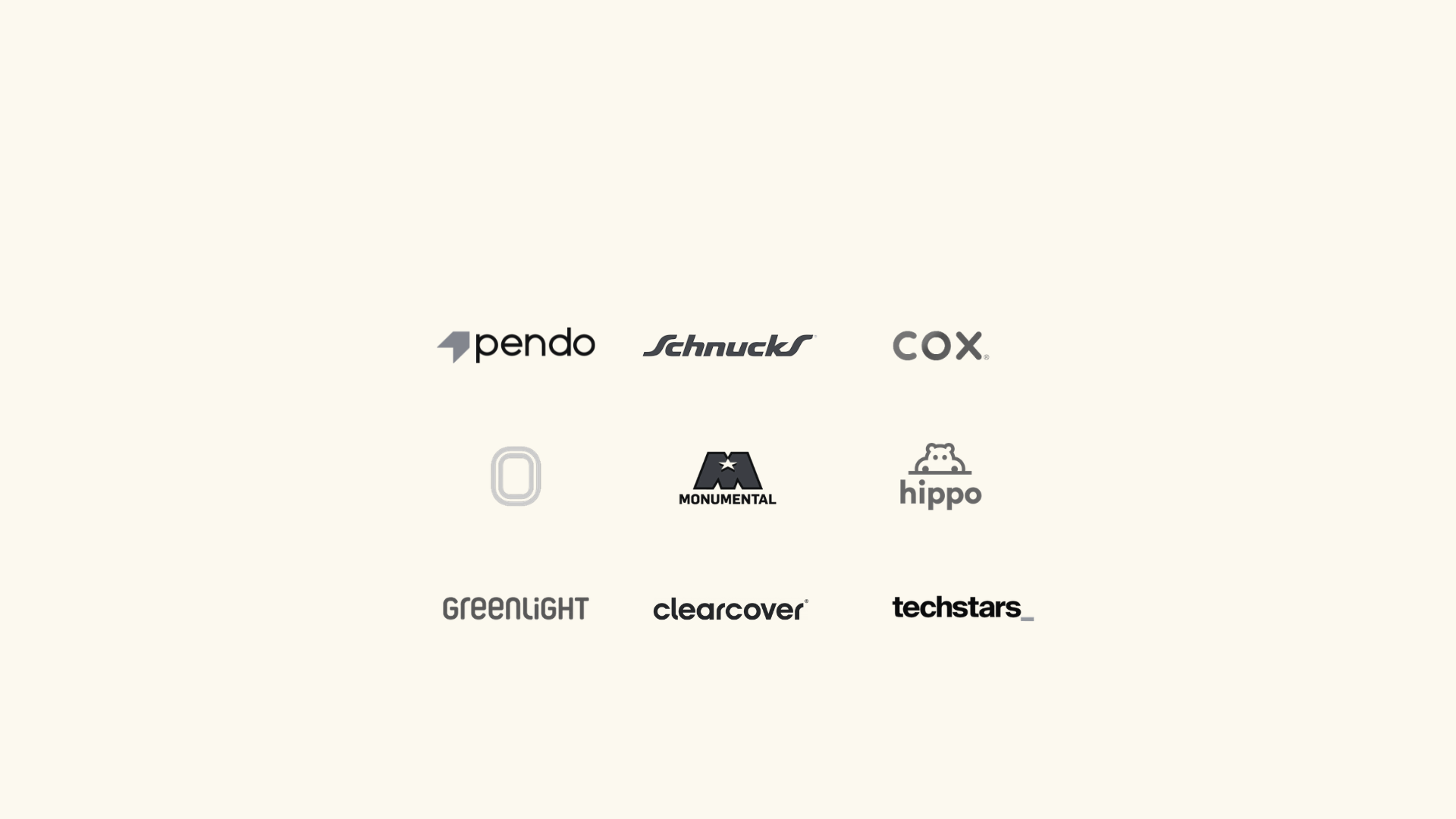 Illoominus customer logos, including clearcover, techstars, greenlight, hippo, pendo, cox, schnucks