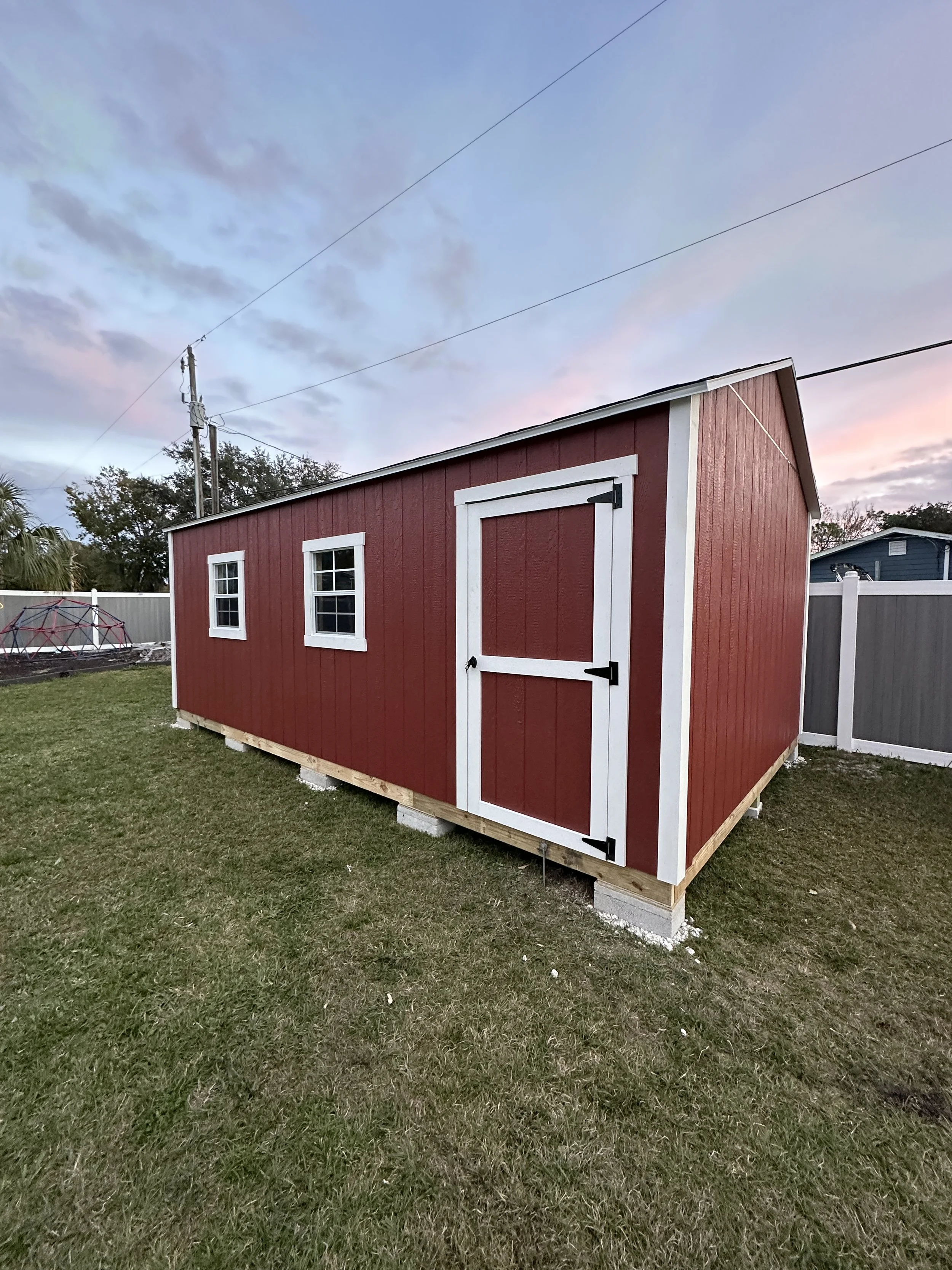 12x20 The Palmetto Style (gable) with custom paint and a 36 inch single door