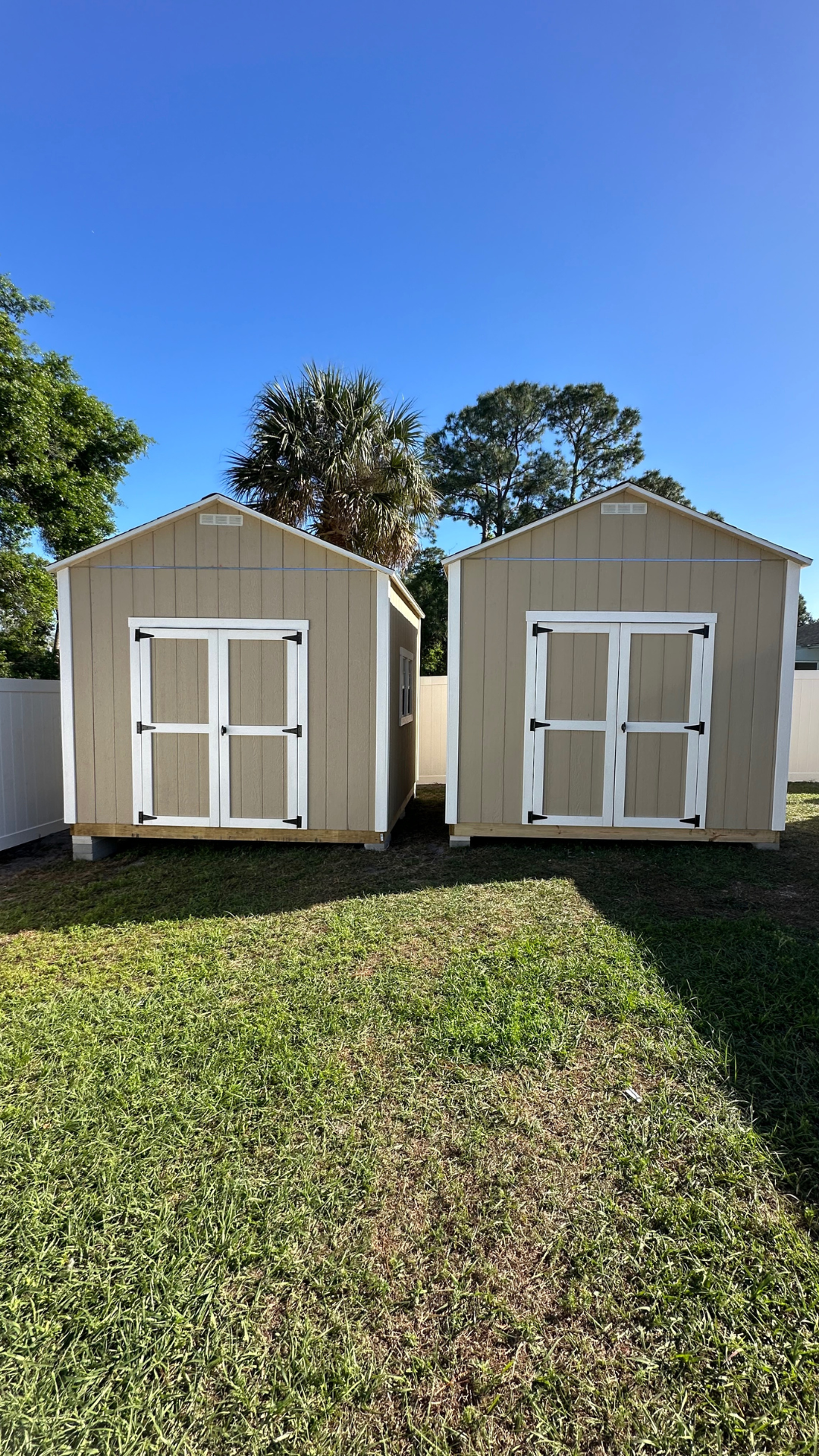 Double 10x10 Sheds both 8ft high top walls built same day.