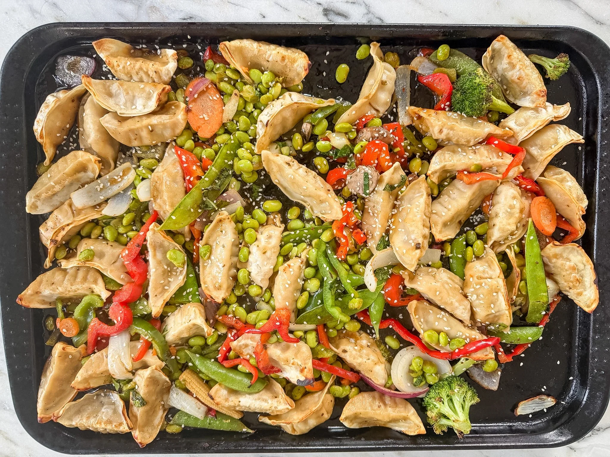 Sheet Pan Dumplings &amp; Veggies