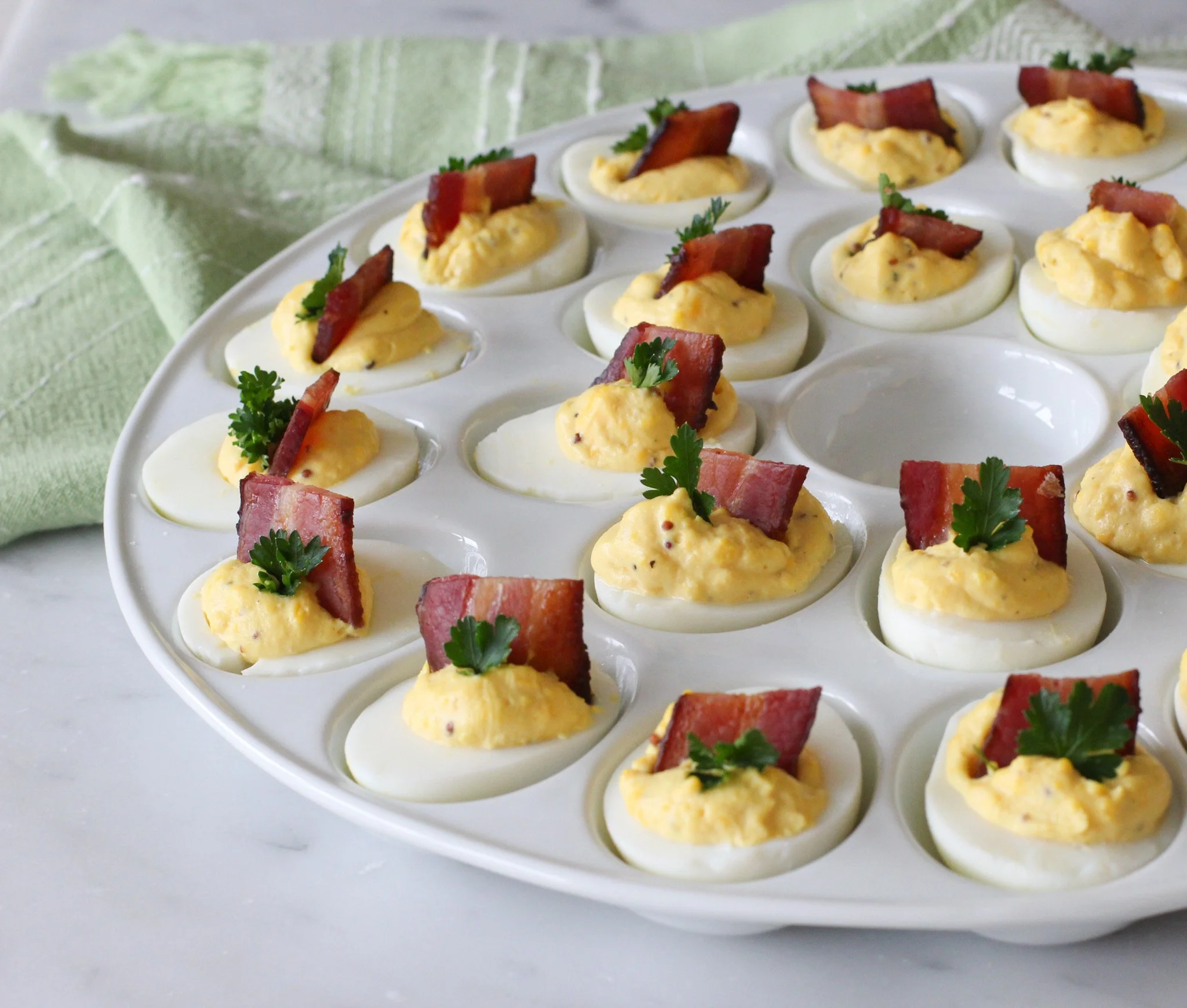 Deviled Eggs with Maple Bourbon Bacon — Habitual Hostess