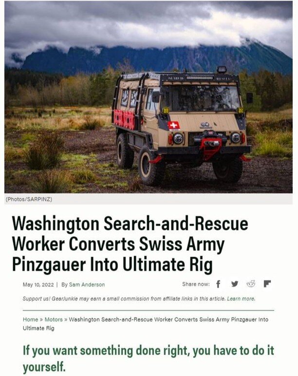 Gear Junkie did an article on my Pinzgauer and how it's used. Check it out at GearJunkie.com

https://gearjunkie.com/motors/search-and-rescue-swiss-army-pinzgauer