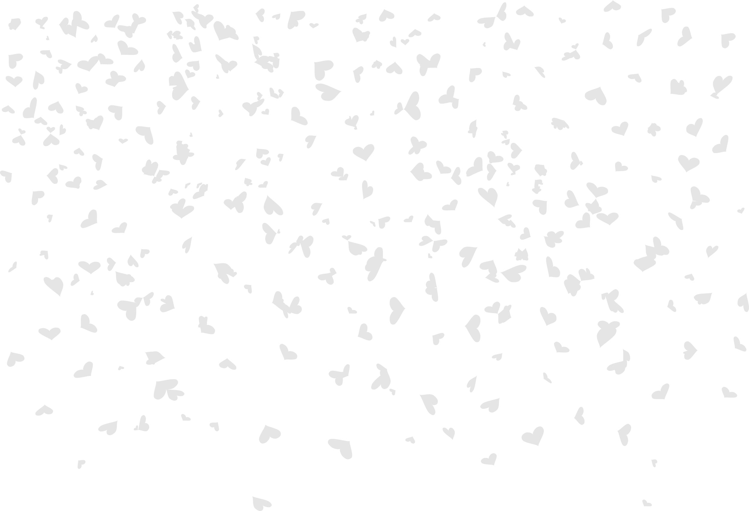 Black background with scattered small outlined hearts and butterflies, some of which are incomplete.