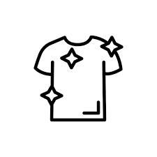 Illustration of a clean, shiny T-shirt with sparkles.