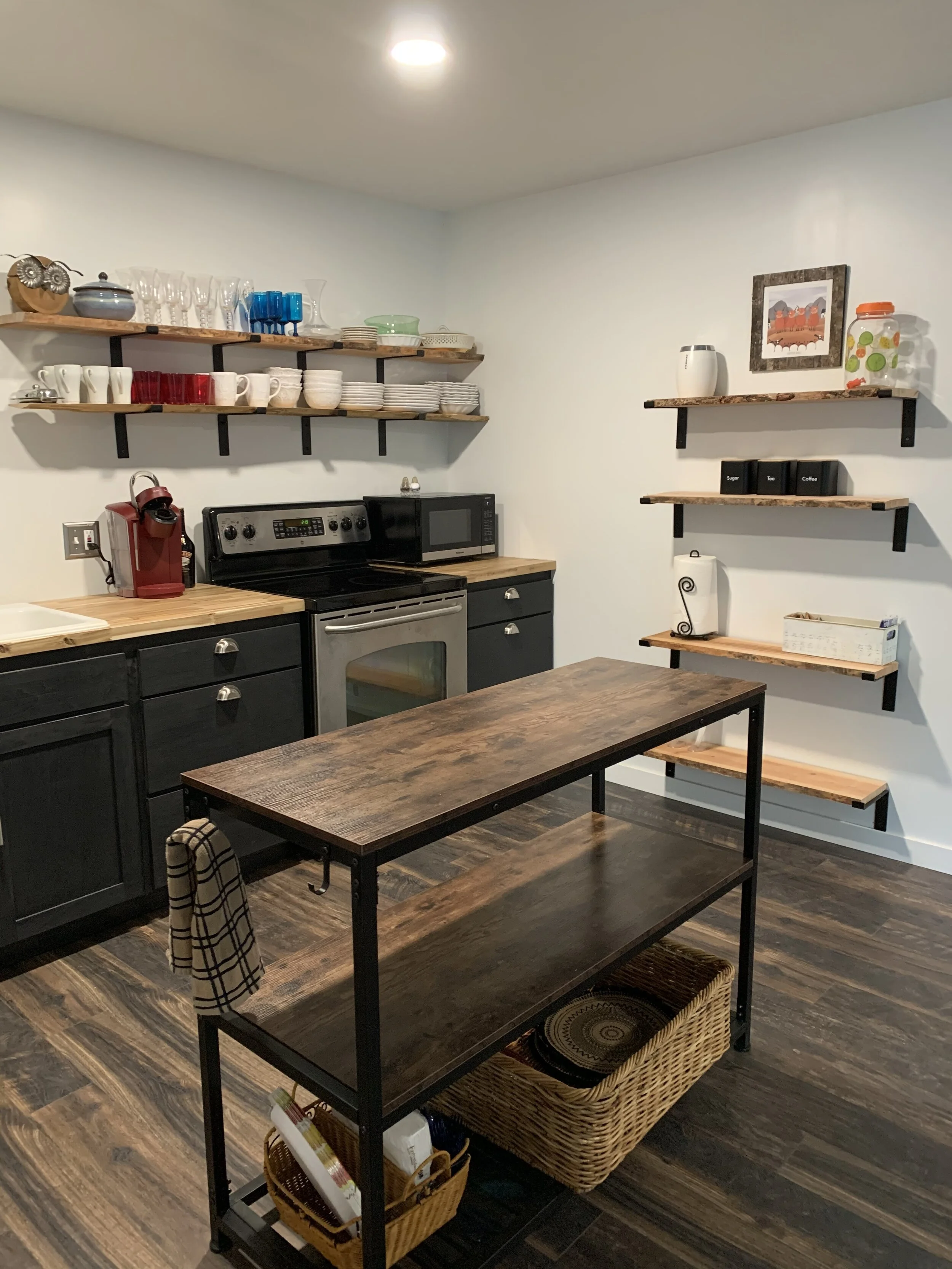 DIY live edge kitchen shelves and pantry