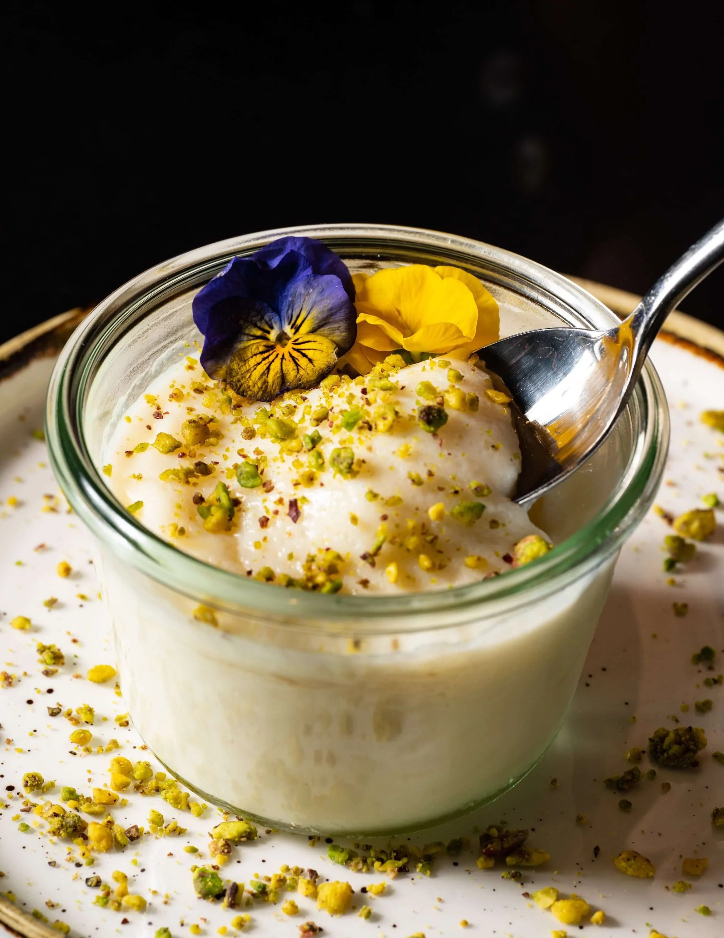  house made ice cream mixed with sesame paste &amp; pistachio 