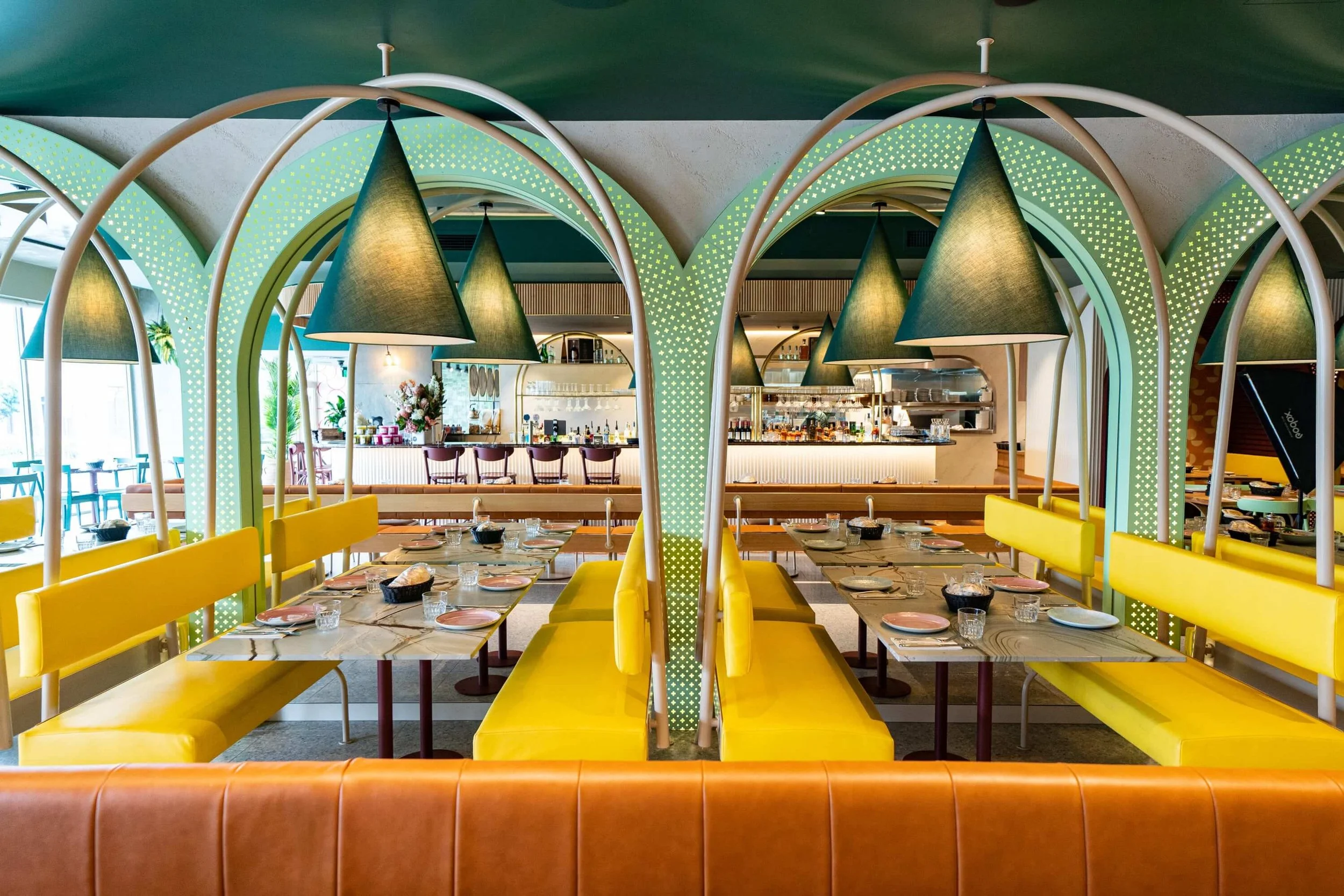  Venue image of brightly coloured tabled in our function spaces 