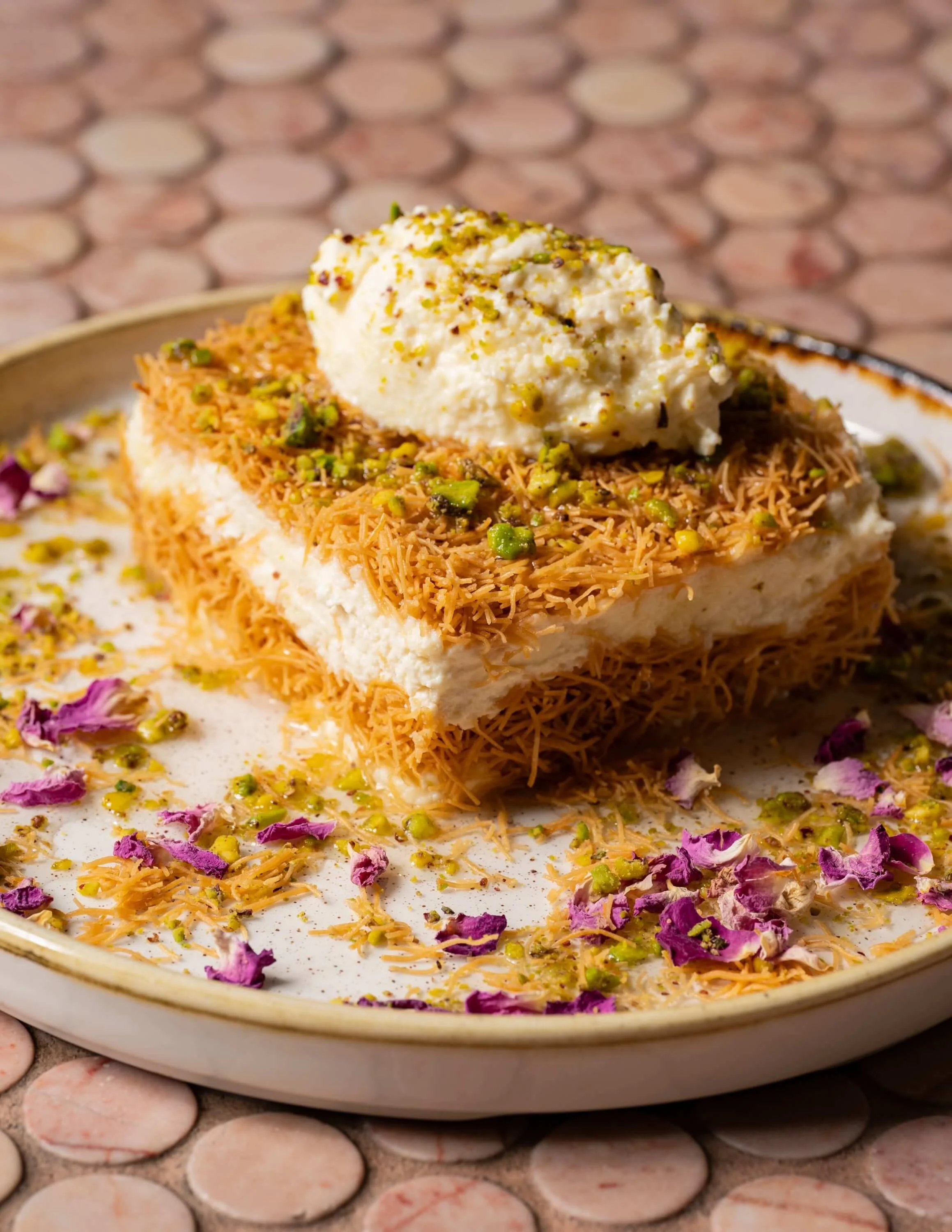 Osmalia dough topped with ashta &amp; sugar syrup 