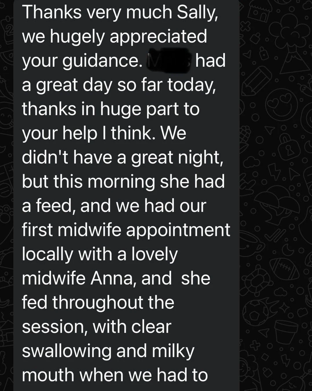 Love messaging my clients - am there for all the up’s n downs 
What would you ask me during a breastfeeding support home visit? 
📱Booking now via my website 
💕Big thanks to my client for giving permission to share 
#babythrive
#informedis