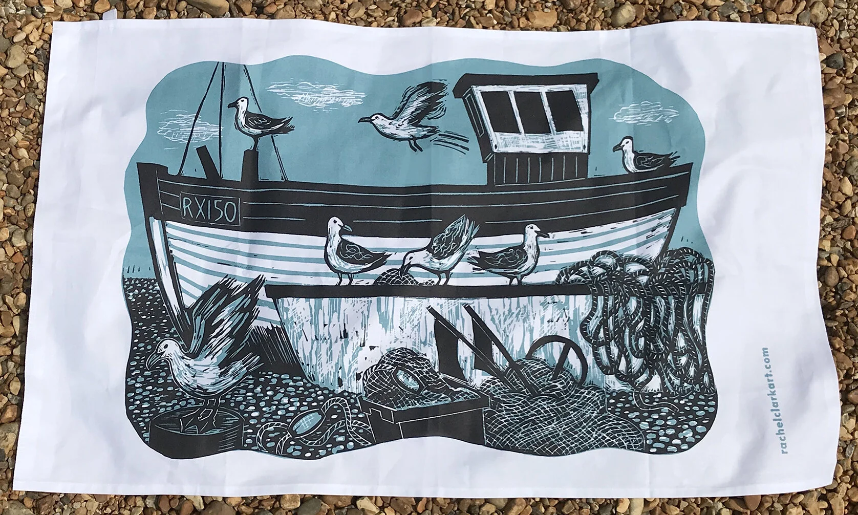 Boat Tea towel on beach_LR.jpg