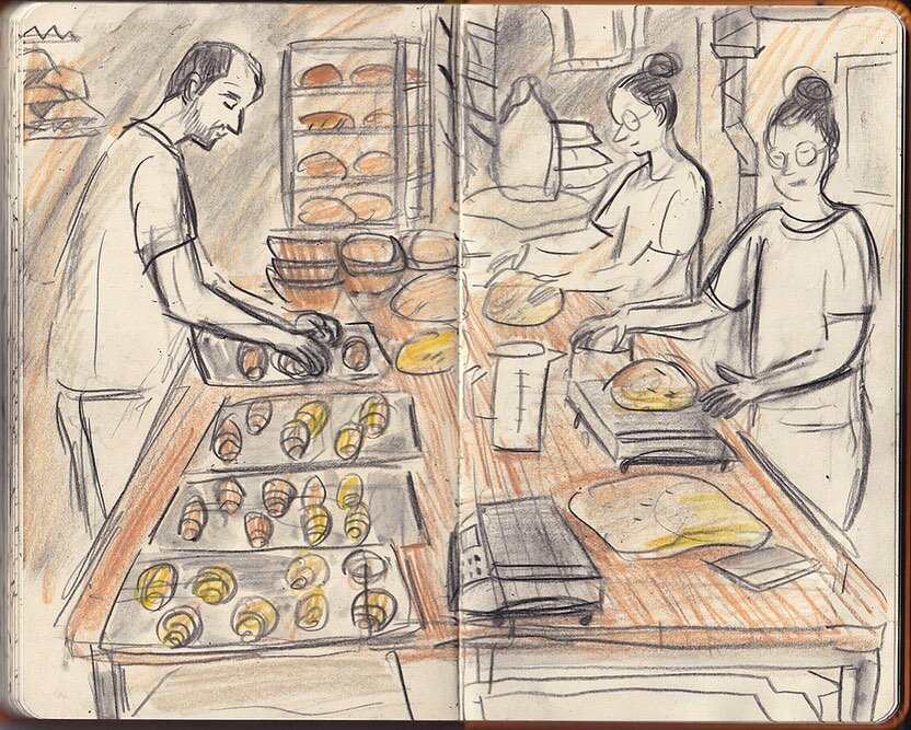 I returned to the #bakery in Leiden as the pastries were so good! Also v friendly so I asked to #sketch the bakers whilst they worked It took me about 30 seconds to devour a pasteis de nata and drink a coffee and spent the rest of my time #sketching 