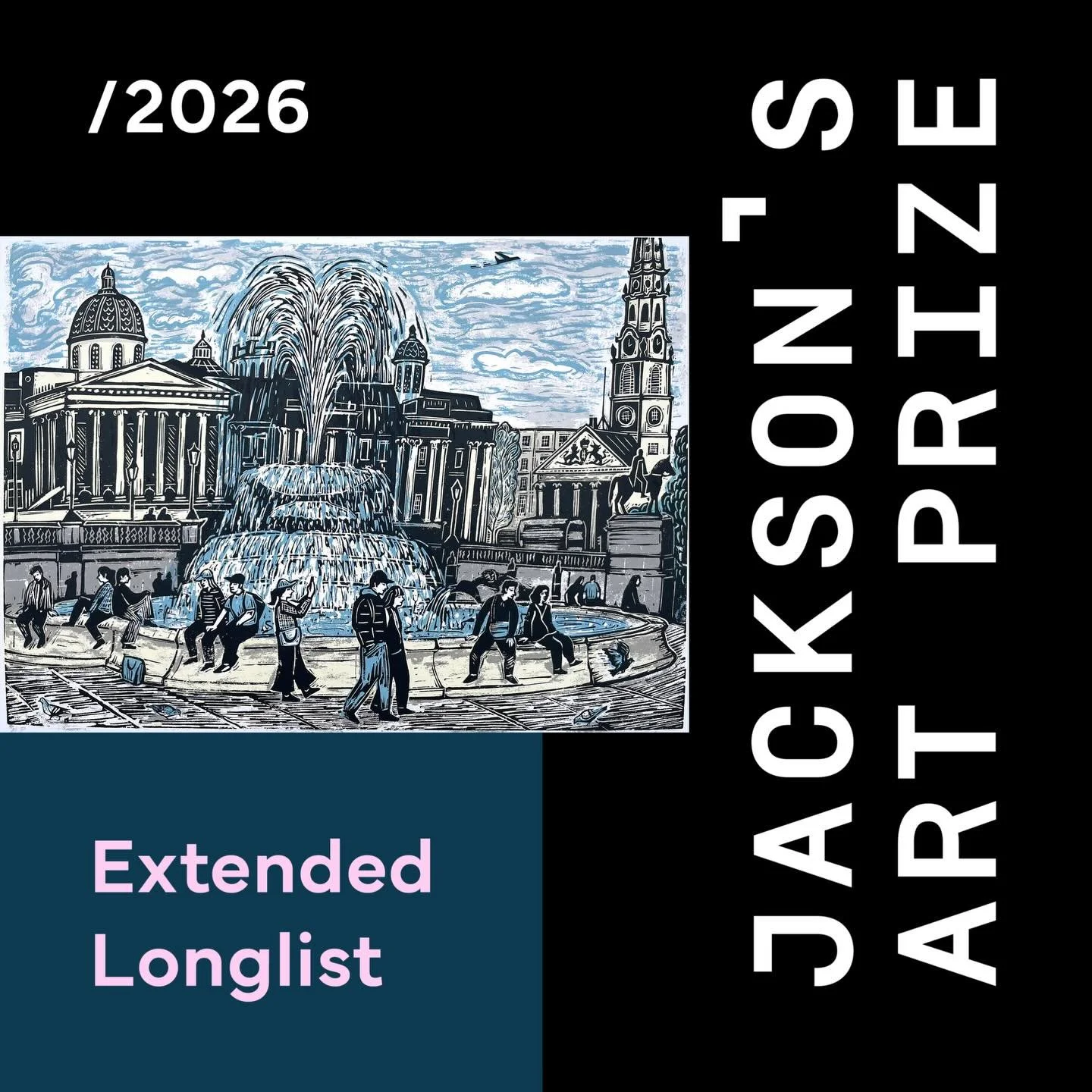 Lovely to have my Trafalgar Square linocut included in the @jacksons_art_prize extended long list.