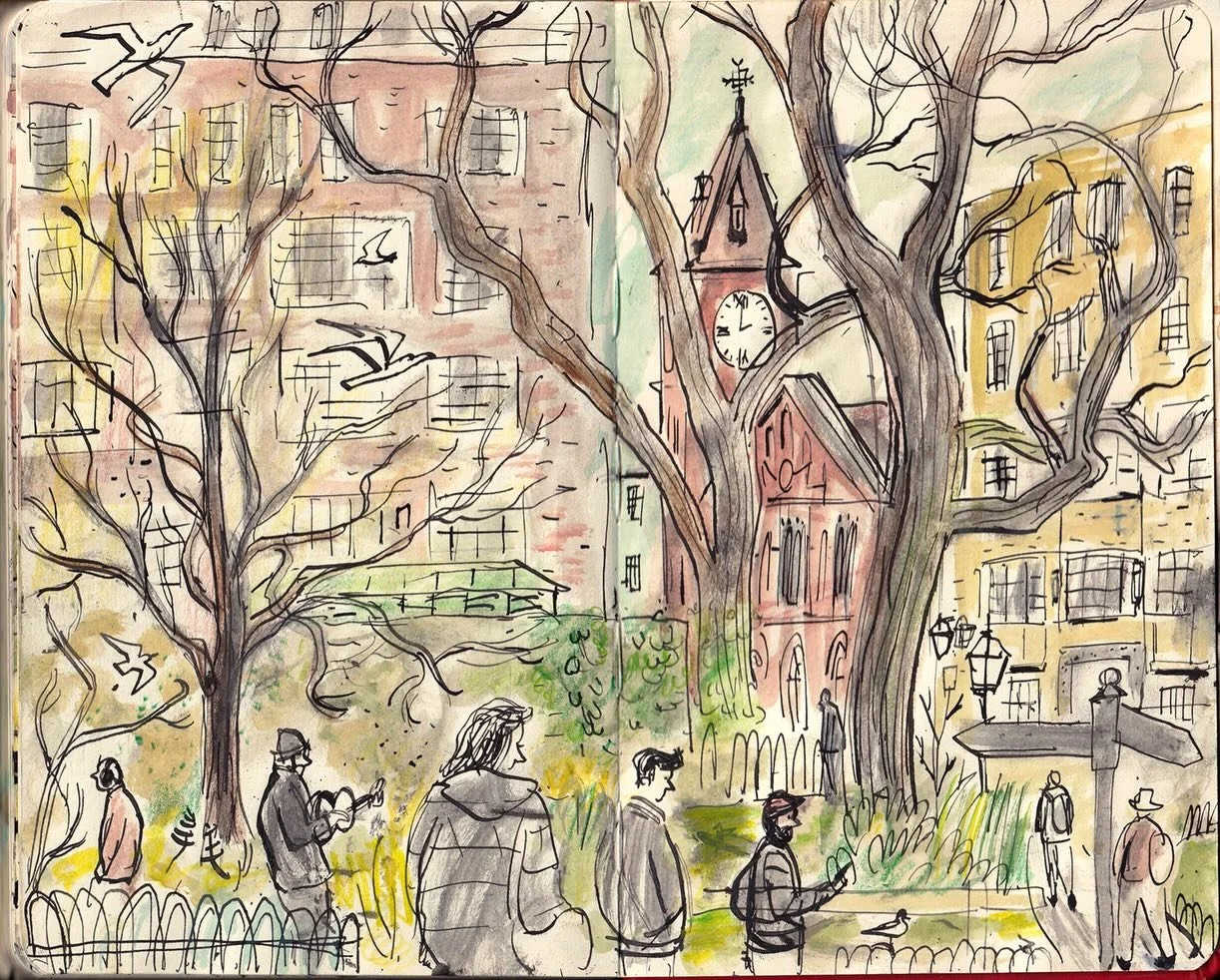 A couple of drawings in my #sketchbook from yesterday I sat on a bench at Brighton Pavilion gardens The ukulele player was attracting lots of visitors and I ended up chatting to lots of friendly people Whilst sketching I used dip pen and my little go