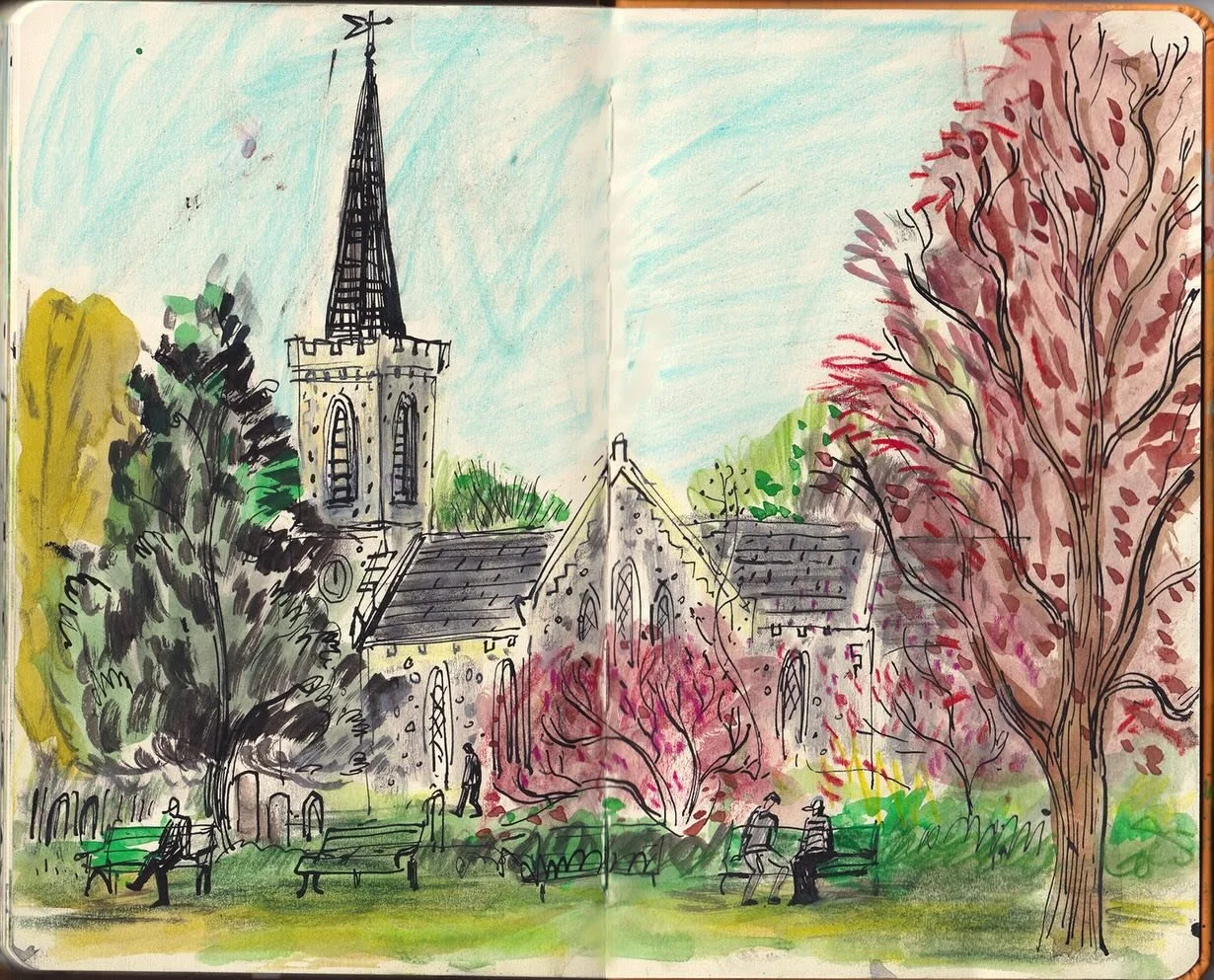 After dropping off work for Artist Open Houses in Brighton I stopped off at Stanmer park Lovely weather so I sat and sketched #stanmerchurch and #stanmerhouse Will post in stories as the top of film is cut off! #drawingonlocation #walktosee drawbrigh