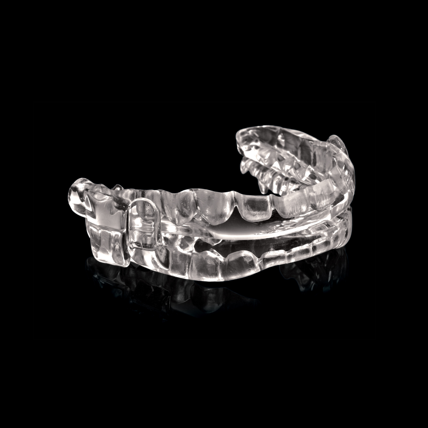 Custom oral appliance used for sleep apnea treatment to support airway health during sleep.