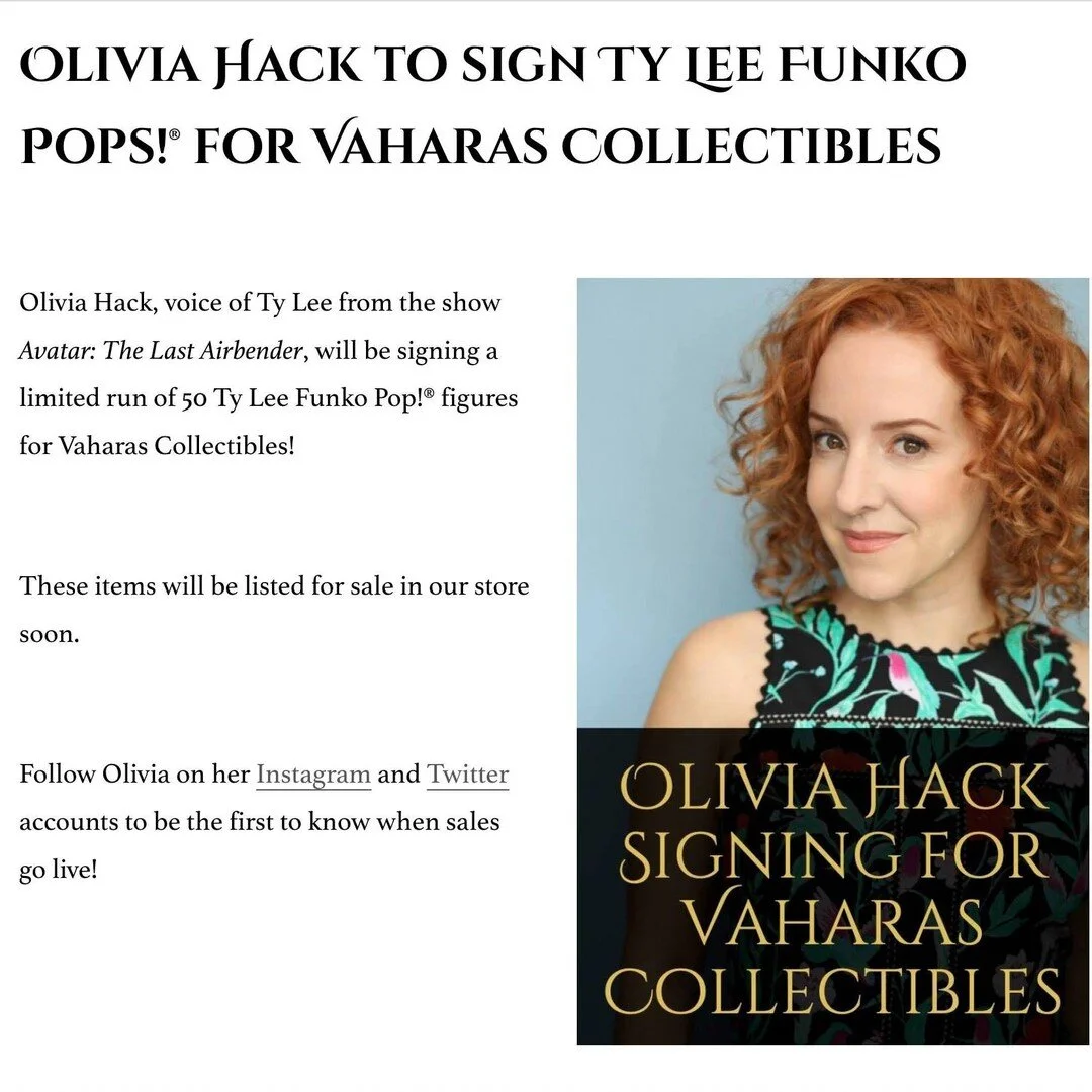 This announcement has been on our site for a while, adding it to IG!
https://www.vaharascollectibles.com/news/olivia-hack-to-sign-ty-lee-funko

#OliviaHack #TyLee #AtLA #Avatar #AvatarTheLastAirbender #AvatarTyLee #Nickelodeon #Nostalgia #FunkoPop #F