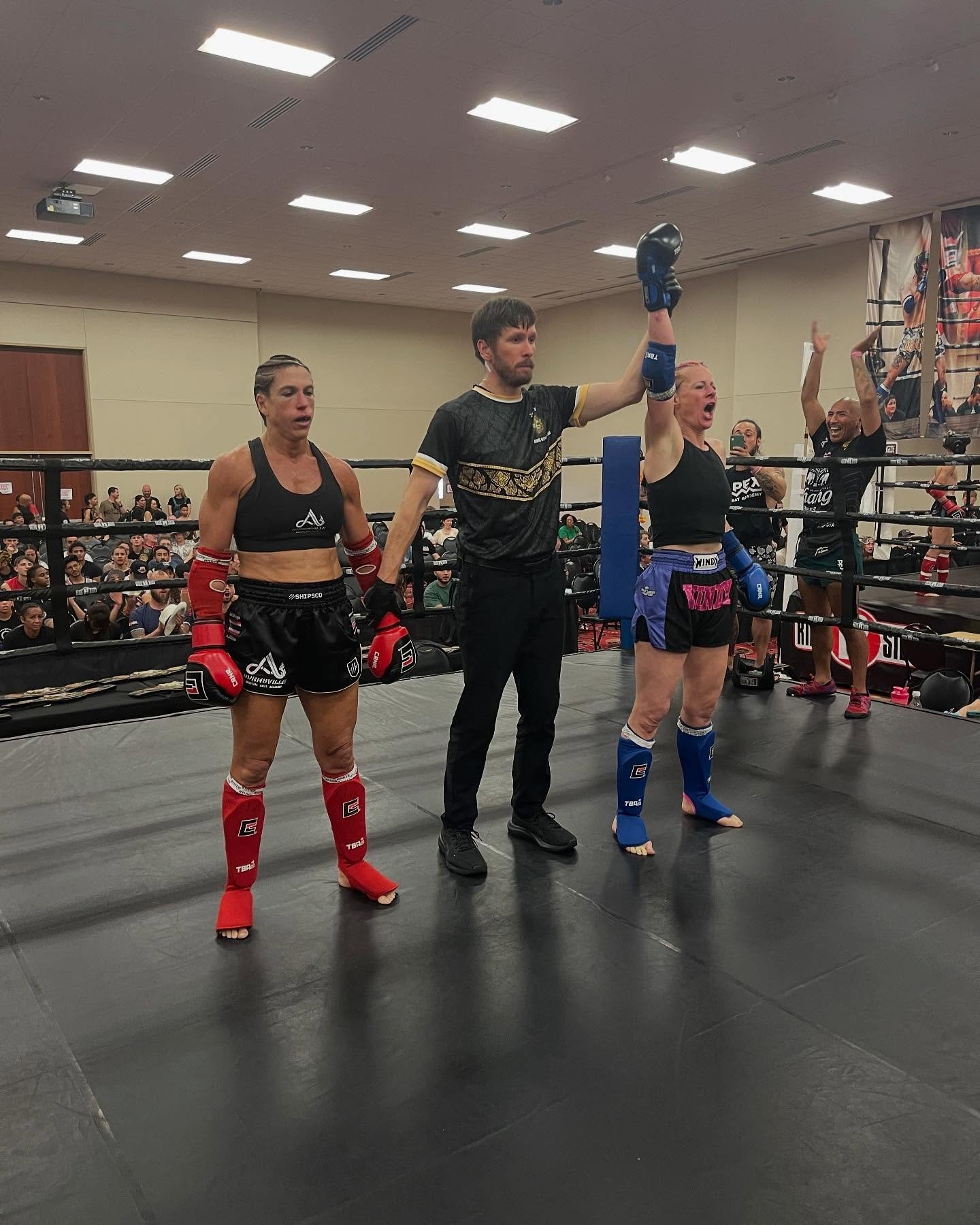 Amanda fought a very tough opponent in the finals! She came out strong, winning the first round with heavy punches and clinch. Though she came up short on the score cards, we were impressed with how she varied the tools in her arsenal and put on a gr