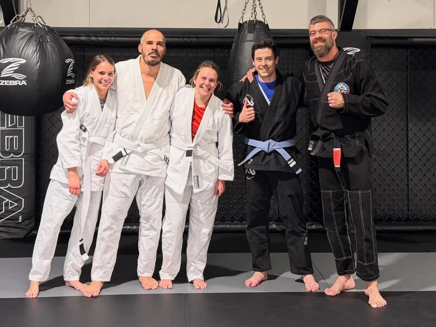 Congratulations to these hard working students on achieving their next stripe in BJJ

Hana- 1st stripe White belt
Dustin-1st stripe White belt
Katie-1st stripe White belt
Tom- 2nd Stripe Blue Belt

#bjj #bjj4life #bjjtraining #levelup #martialarts