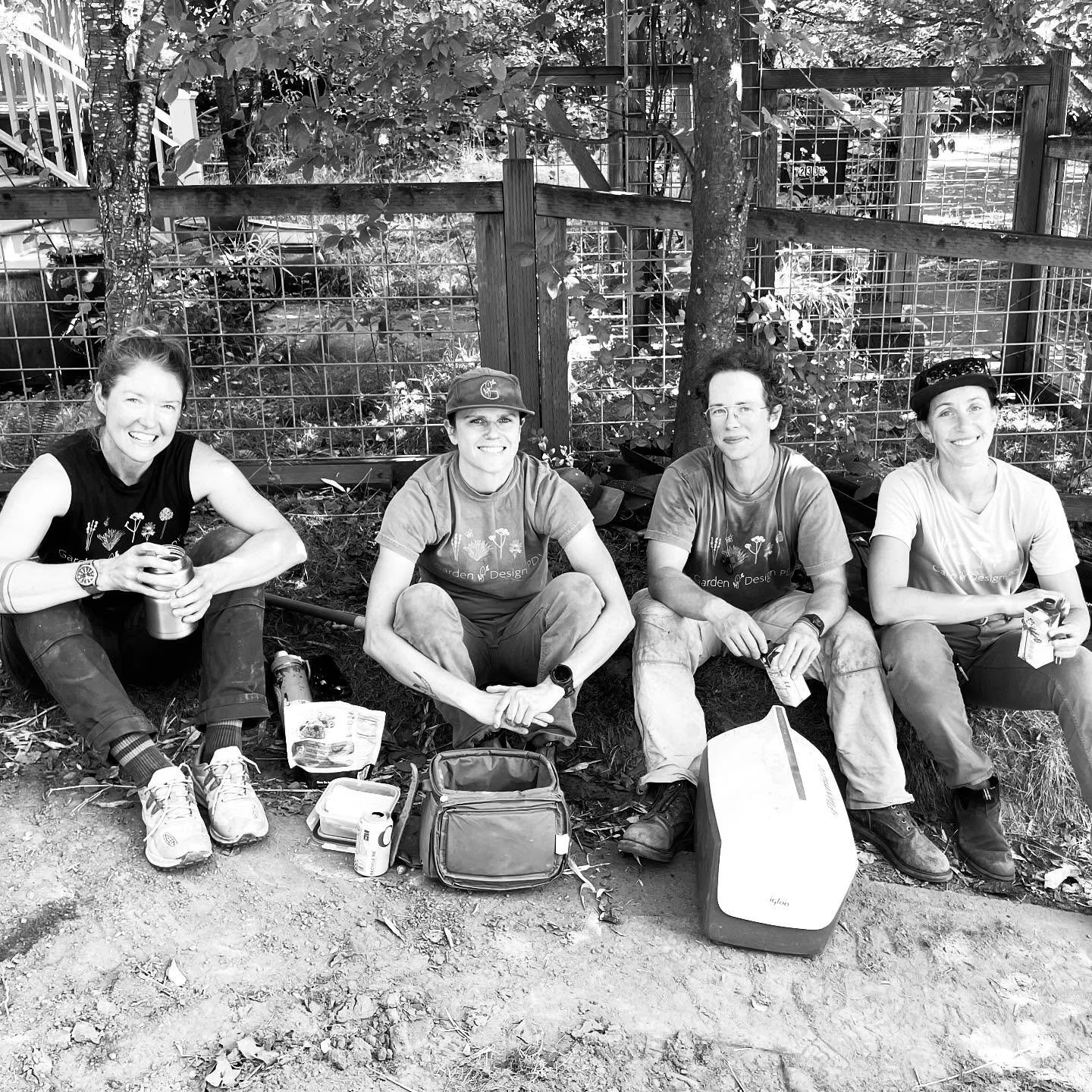 On a hot and dusty day, we’ll find a spot in the shade, laugh and eat, and lunch together. And then get right back to work. 
•
Our Fall install season is ramping up hard and fast this week as we move boulders in NE at one project and lay s