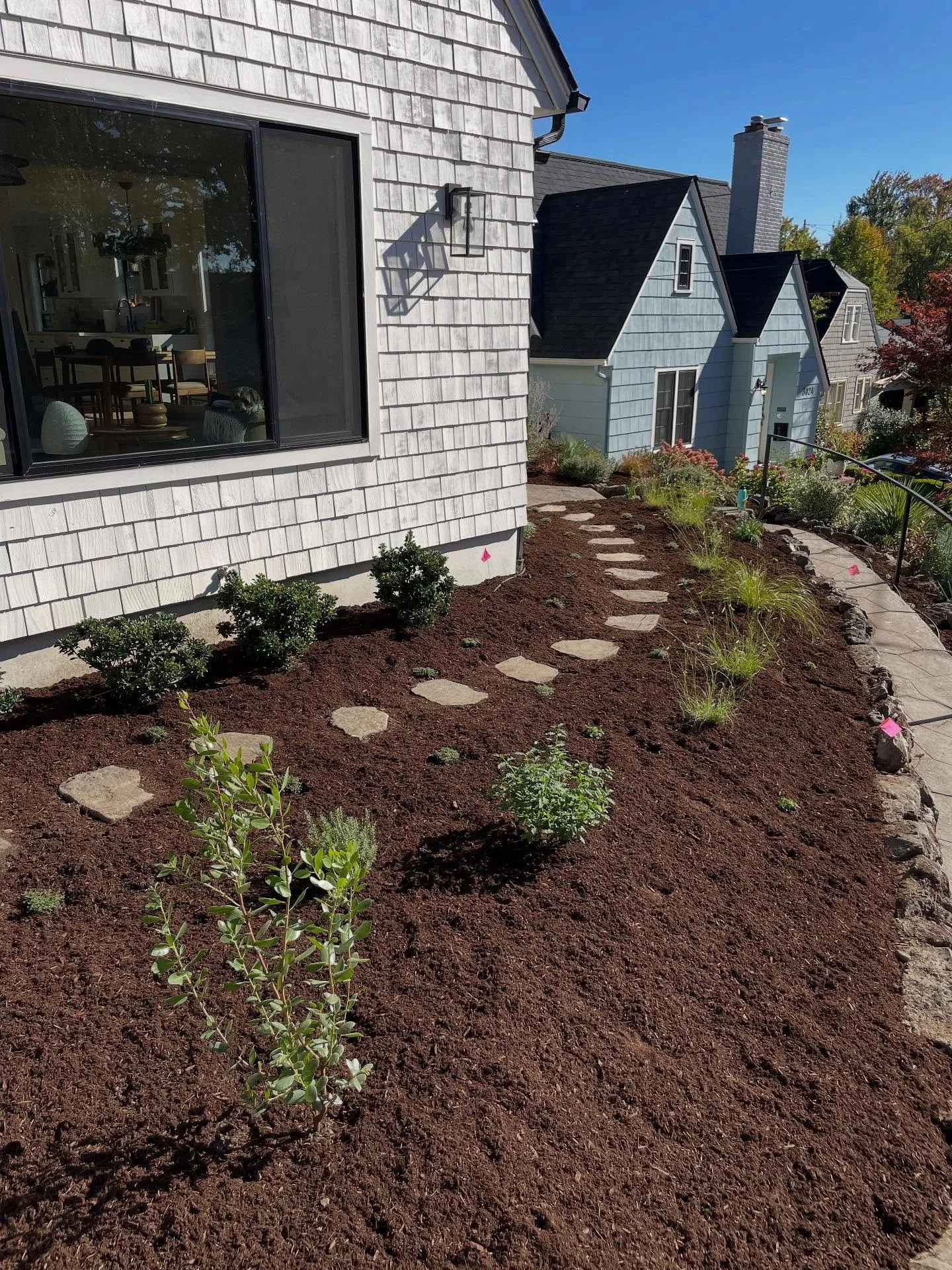 Phase 2 done so Phase 1 doesn’t feel so lonely anymore!
•
Pics 1-3 are Phase 2 from 2 weeks ago. 
Pics 4-7 are Phase 1 from Spring 2024. 
•
Basically, this upper elevation, hot, hot site is all planted and wrapped up with a cute littl