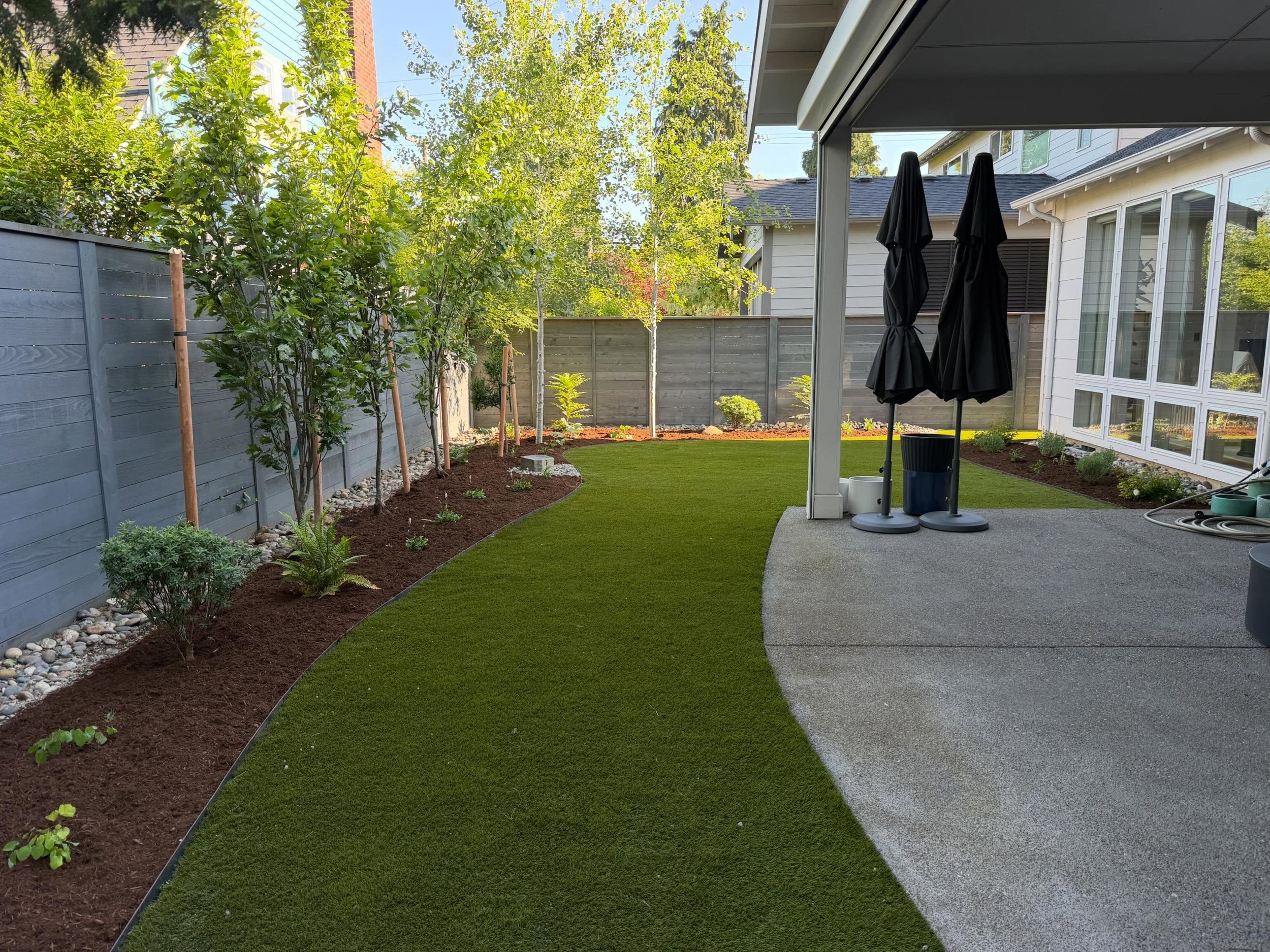 First time we&rsquo;ve worked with turf, and maybe the last?! Ha!
&bull;
This family has two dogs and a toddler in a very small backyard. Lots of discussion was had over ease of maintenance, best material for bare feet, dog feet, and clean feet, and 