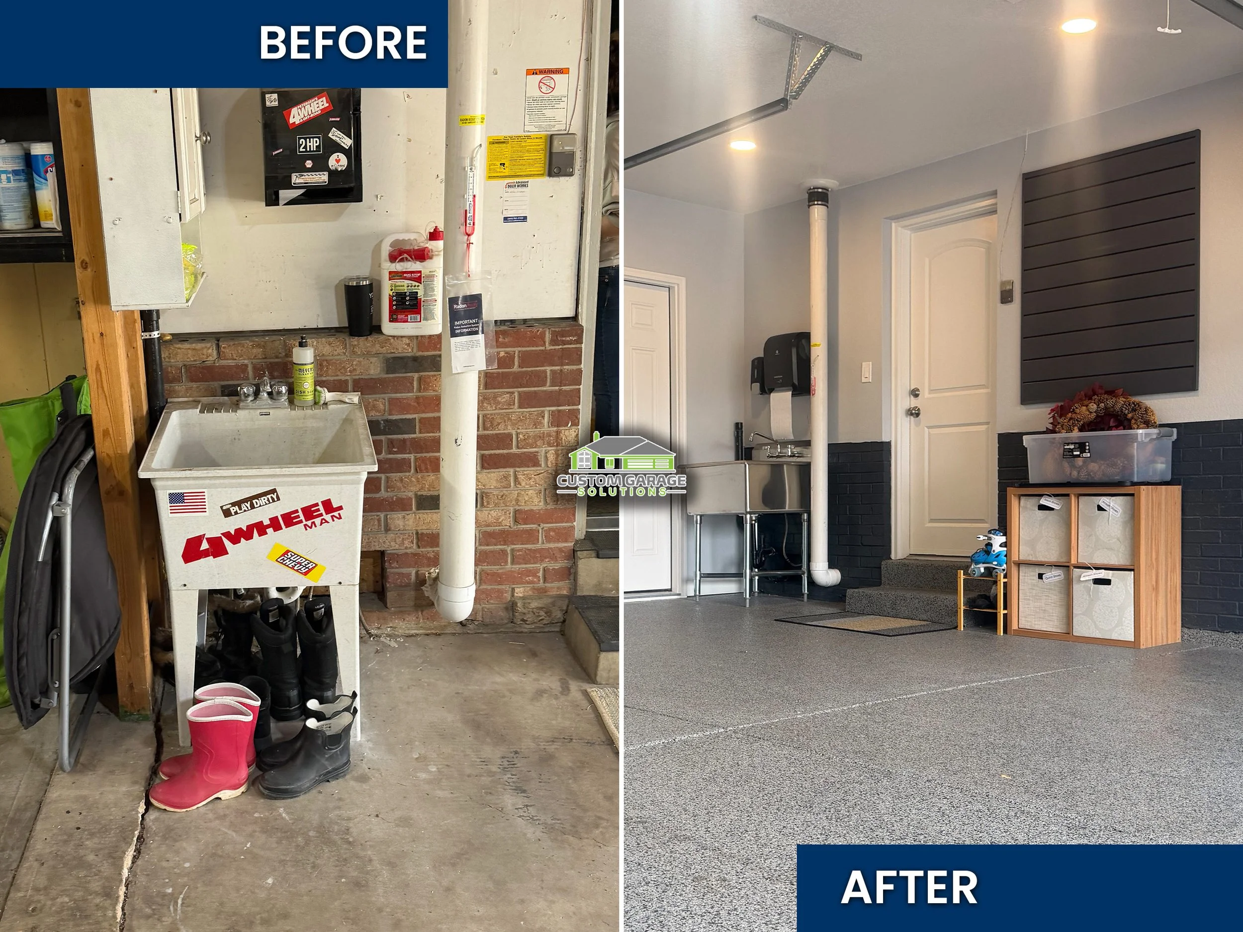 Garage Remodel - Brick, Sink, Stairs, Slatwall | Colorado