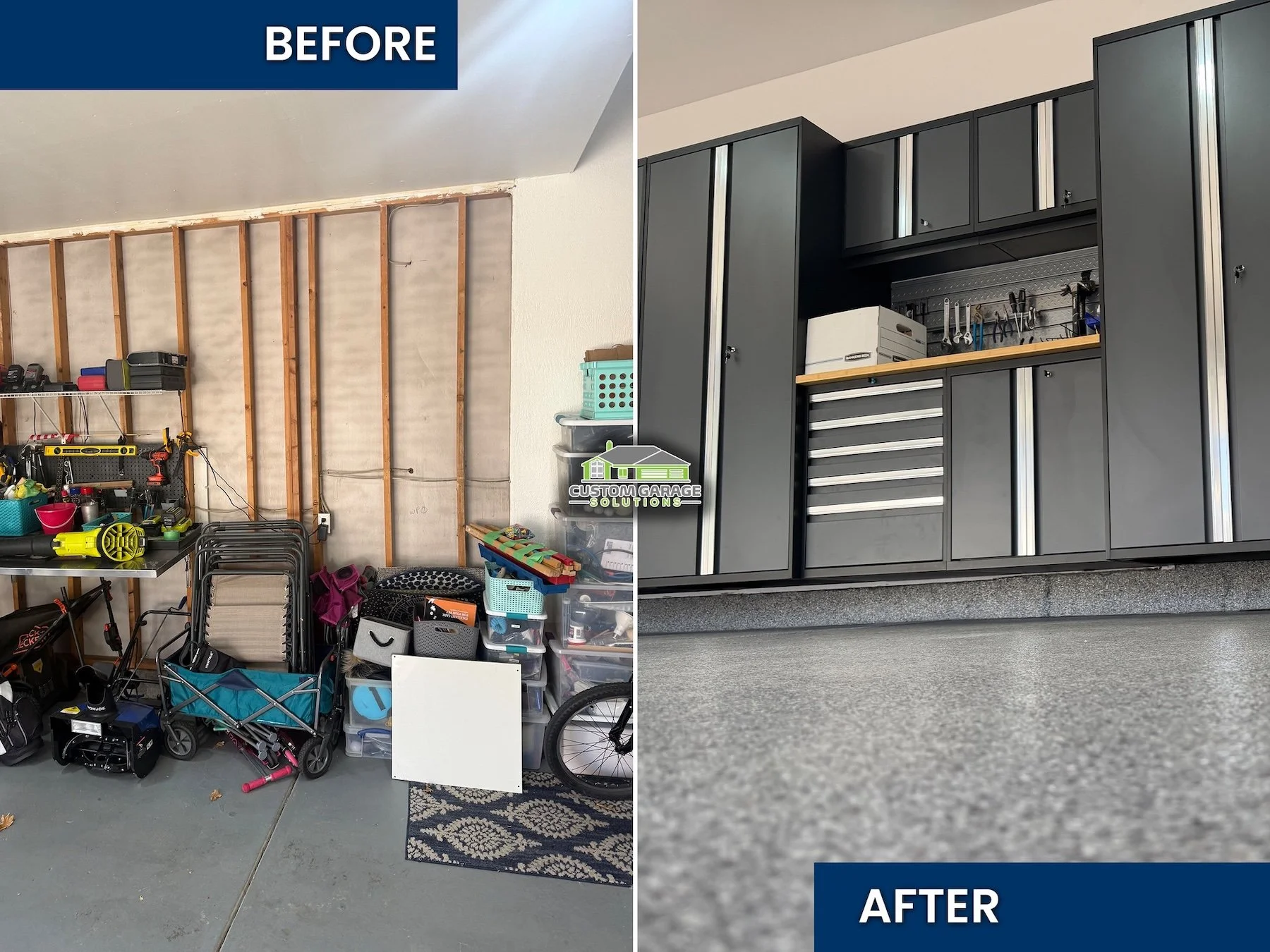 Custom garage storage creating an easy weekend reset for homeowners