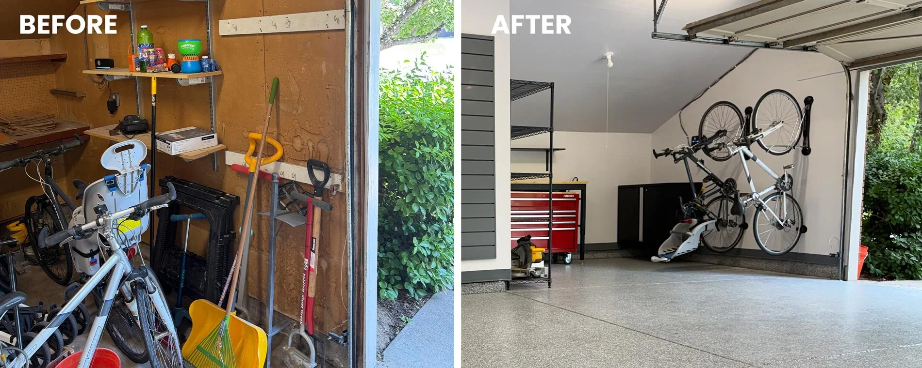 Garage Installation - Floors, Cabinets, Storage, Drywall - Before and After | Colorado