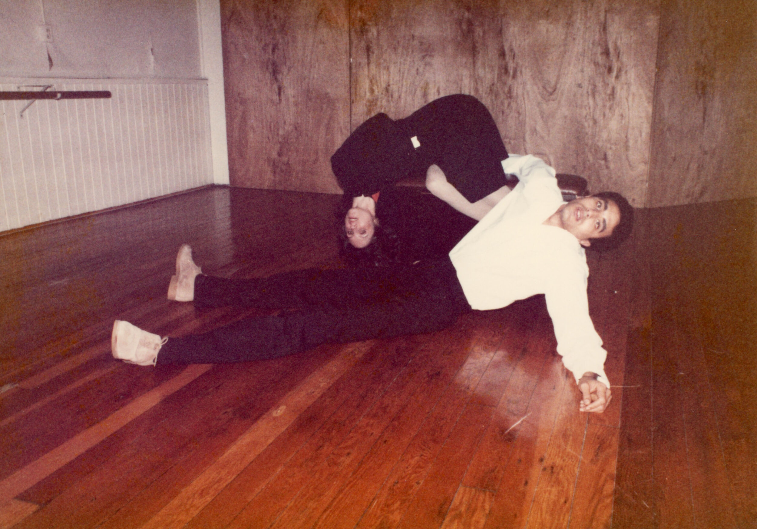 Banana Split rehearsal at Terminal City Dance Studio, 531 Carrall Street with Savannah Walling and Ahmed Hassan. Choreographed by Savannah Walling with music by Elyra Campbell. 1982. Photographer unknown. Terry Hunter and Savannah Walling’s Terminal