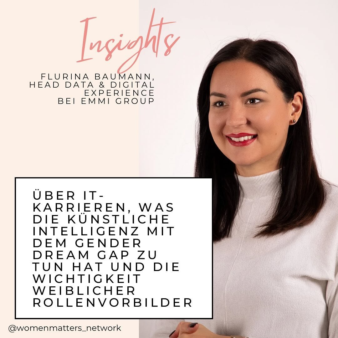 NEW ON THE BLOG 👇🏻 

&Uuml;ber IT-Karrieren, was die k&uuml;nstliche Intelligenz mit dem Gender Dream Gap zu tun hat und die Wichtigkeit weiblicher Rollenvorbilder &ndash; mit Flurina Baumann, Head Data &amp; Digital Experience bei Emmi Group.

➡️ 