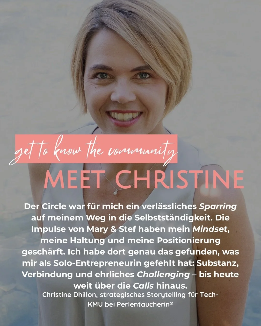 Karrierewege verlaufen selten gradlinig.

Manchmal ver&auml;ndern sich Priorit&auml;ten.
Manchmal entdeckt man neue St&auml;rken.
Und manchmal braucht es den Mut, sich selbst noch einmal neu zu positionieren.

Christine, Member unserer womenmatter/s 