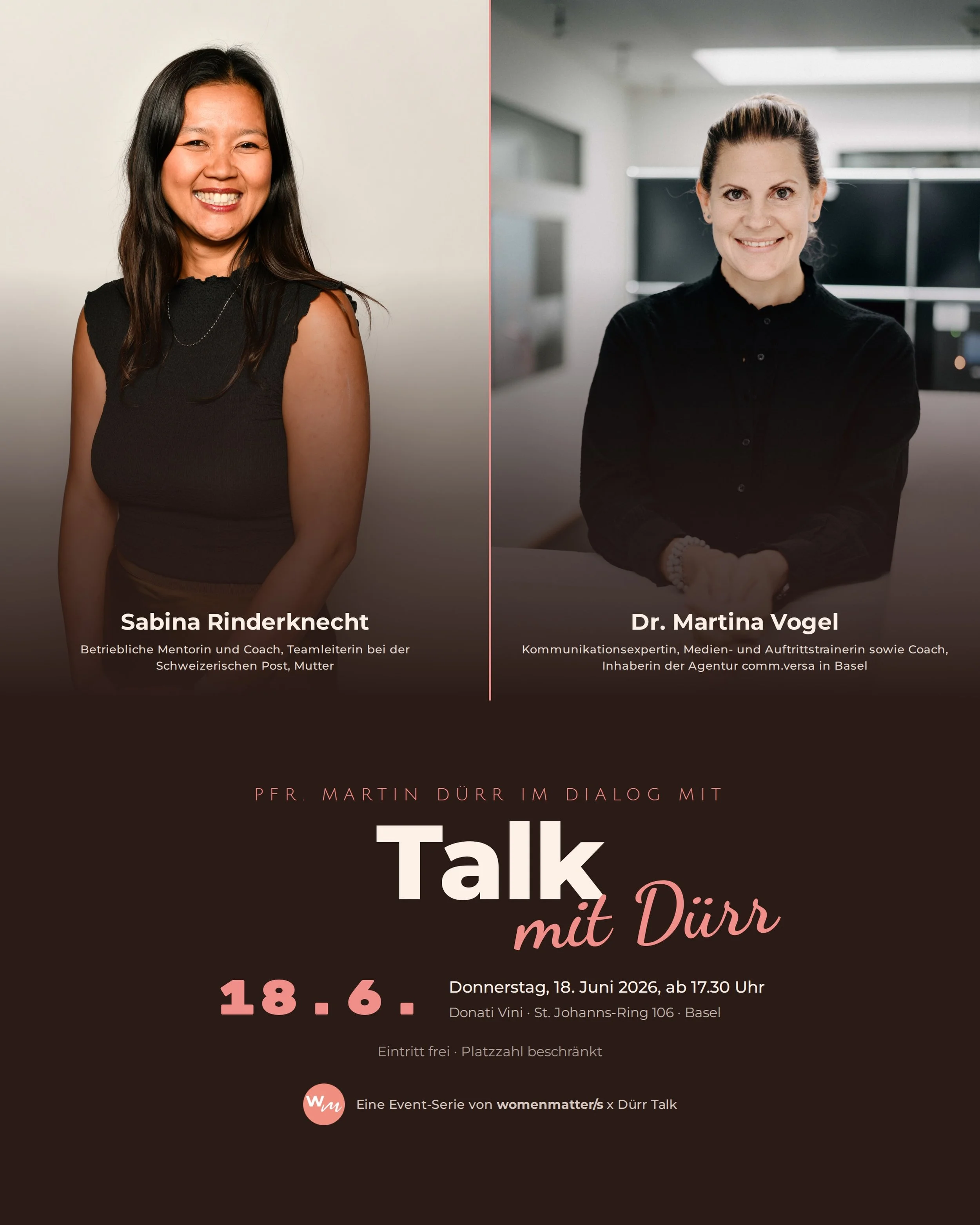Die eine macht im Konzern Karriere. Die andere hat alles hingeschmissen und ihr eigenes Unternehmen gebaut. 💪🏼 

Am 18. Juni sitzen beide bei mir (👋🏼 @marilenalison) am Tisch.

Bei &laquo;Talk mit D&uuml;rr&raquo; stellt mein Vater @derindustriep