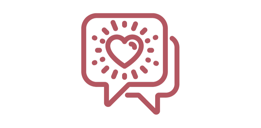 Message icon with shining heart in the center
