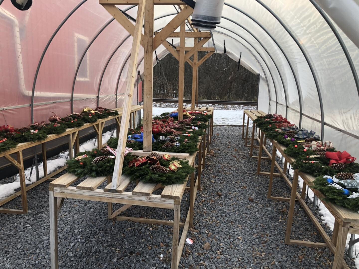 Our beautiful Christmas wreaths arrived this morning!! This year they are $30 each.