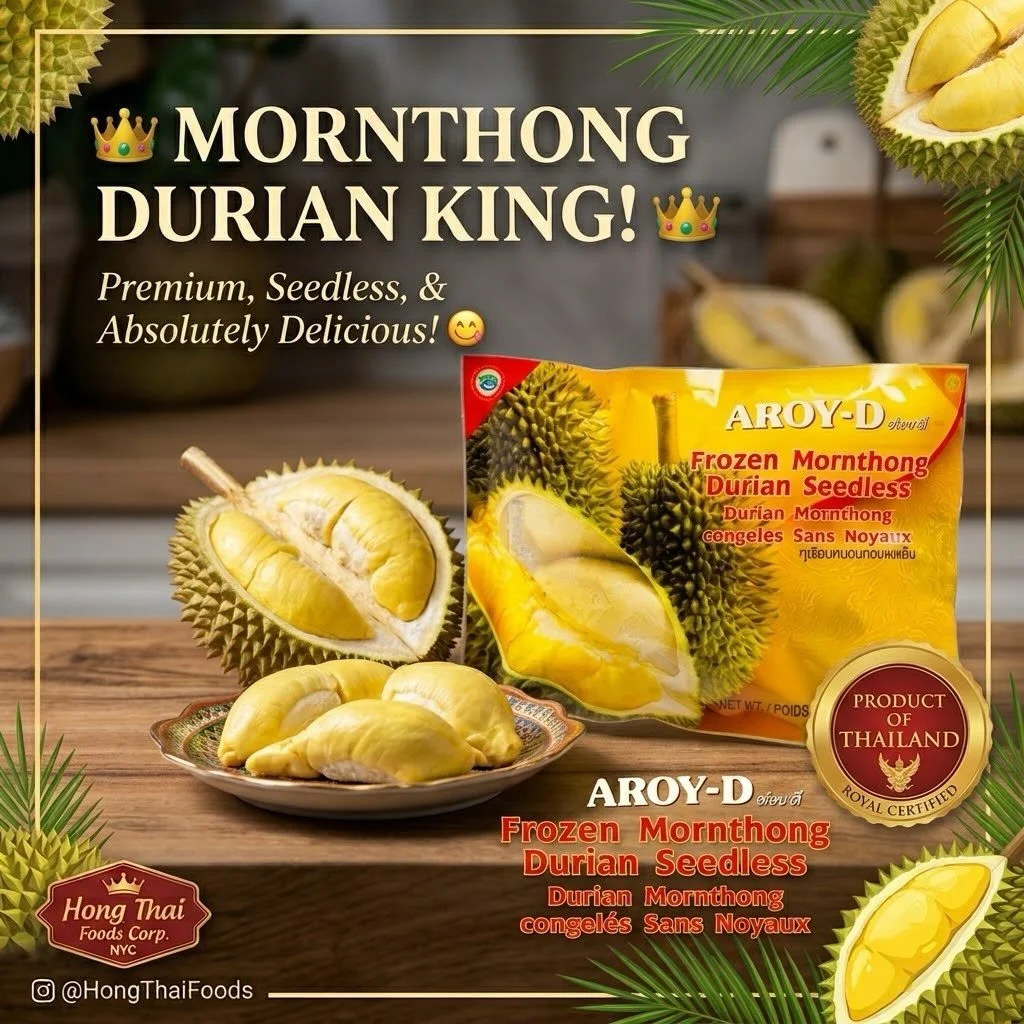 Enjoy AROY-D Frozen Monthong Durian &mdash; Seedless 🌿✨ Creamy, sweet, and irresistibly delicious!

⏳ Seasonal &amp; limited supply! Not available all year round &mdash; once it&rsquo;s gone, you&rsquo;ll have to wait for the next season!

#hongthai