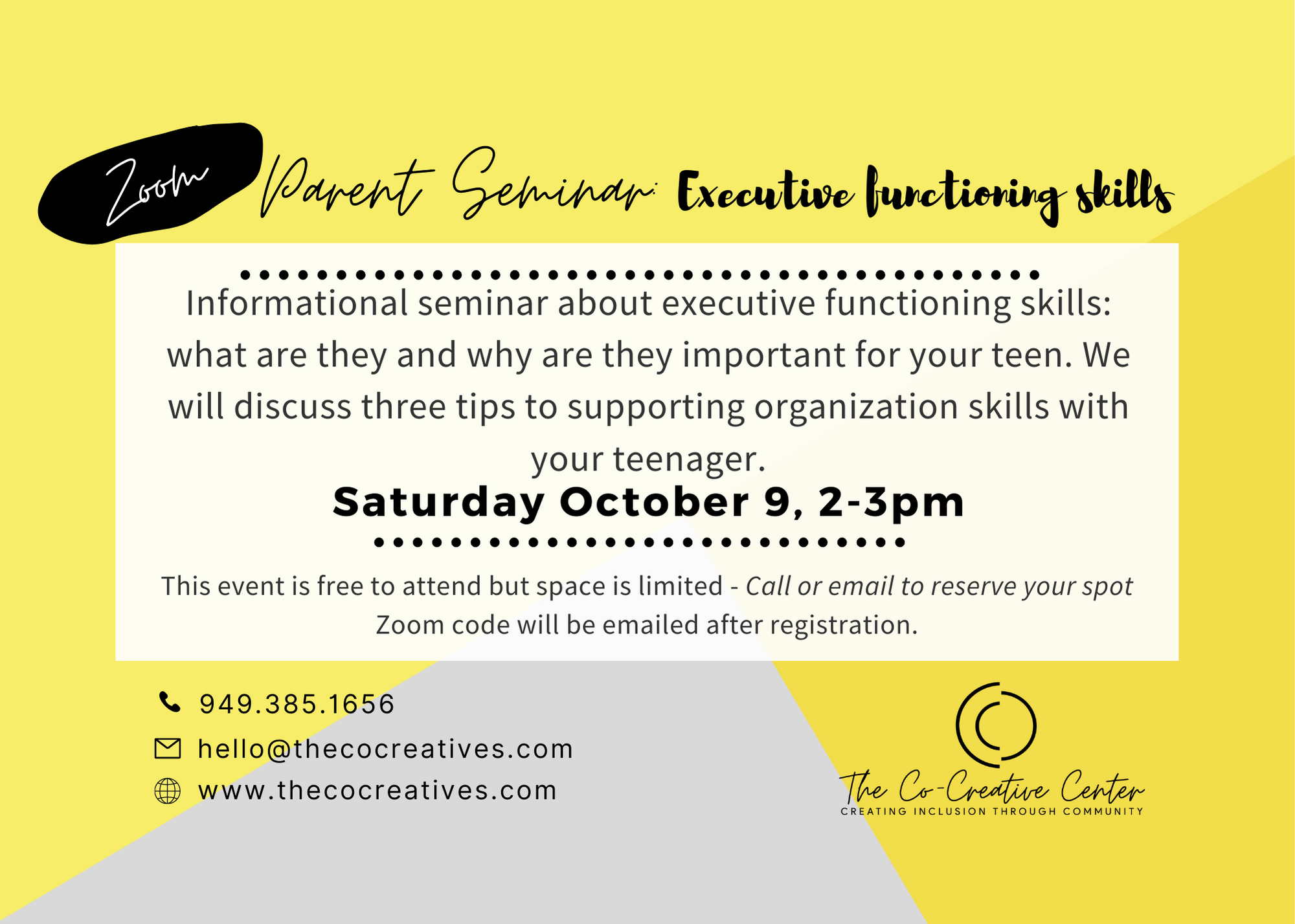 October Parent Seminar:Organization
