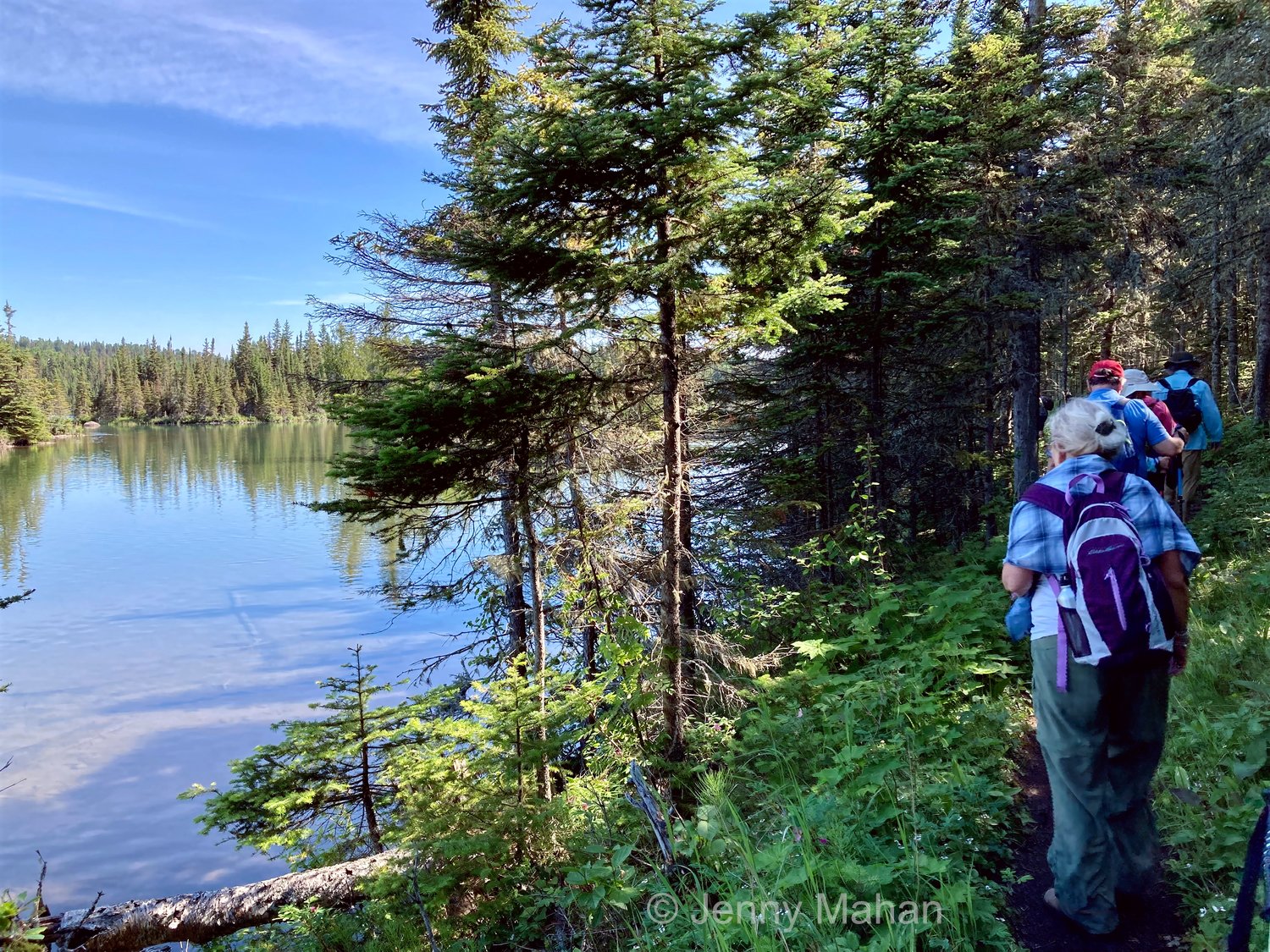 Hiking along Tobin Harbor, returning from Suzy's Cave