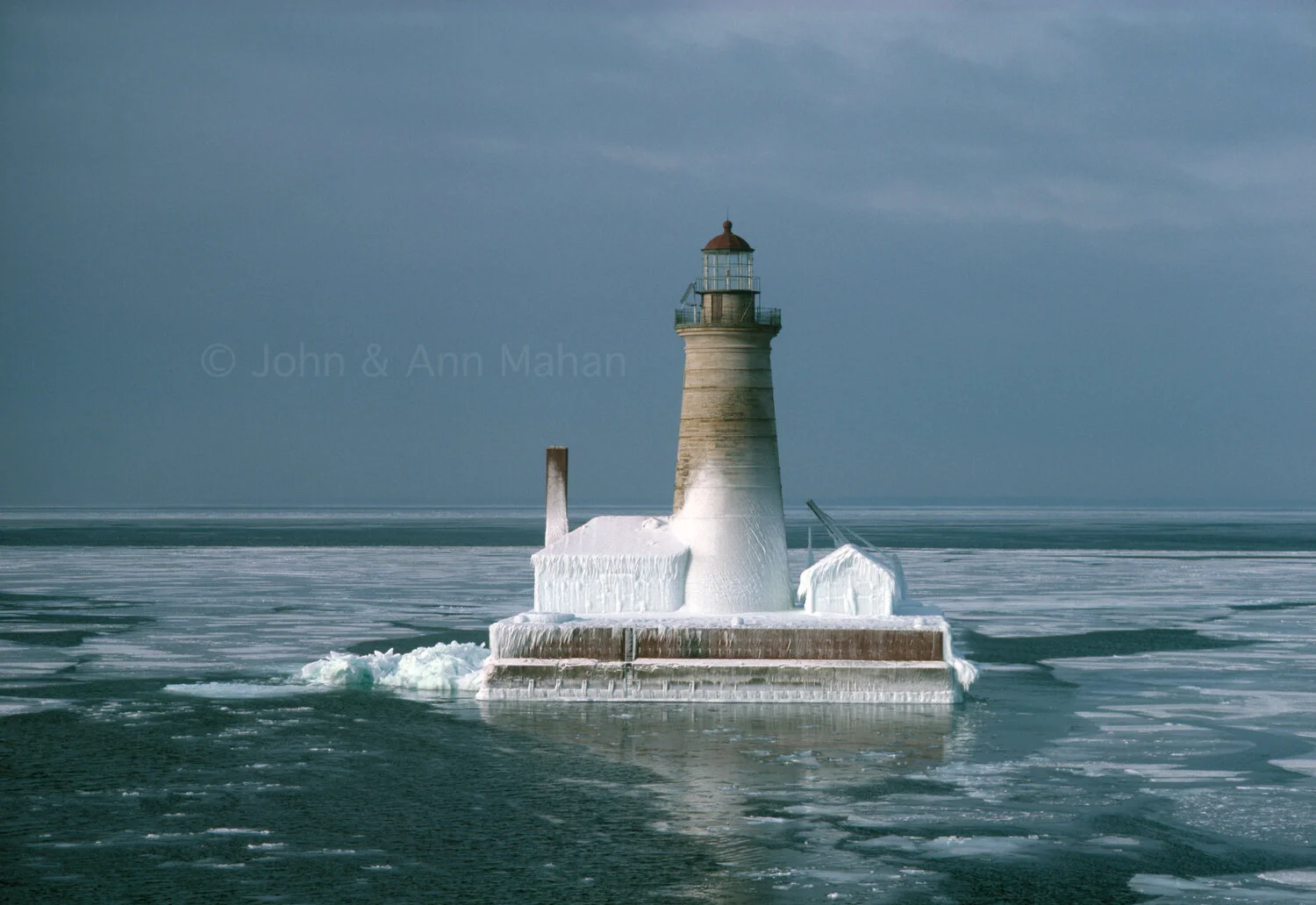 ID_33-1072B   Aerial view of Spectacle Reef Lighthouse with Ice encasing lower half
