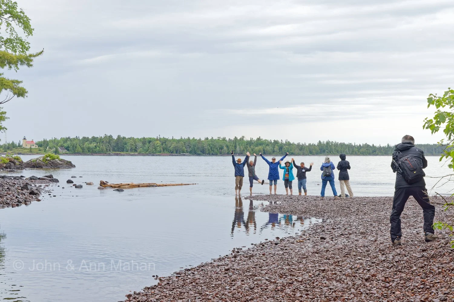 Keweenaw Peninsula Coach Tour -- Wading in cold Lake Superior at Fort Wilkins State Park