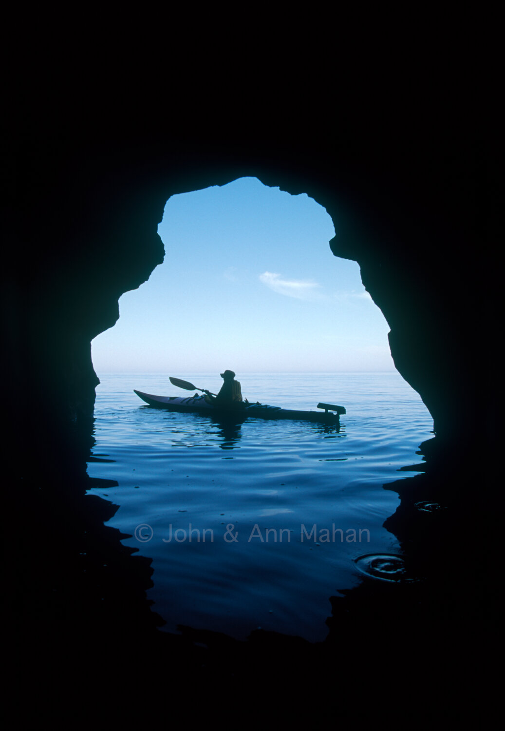 ID_11-5734C Sea Kayaker in Devils Island Sea Cave