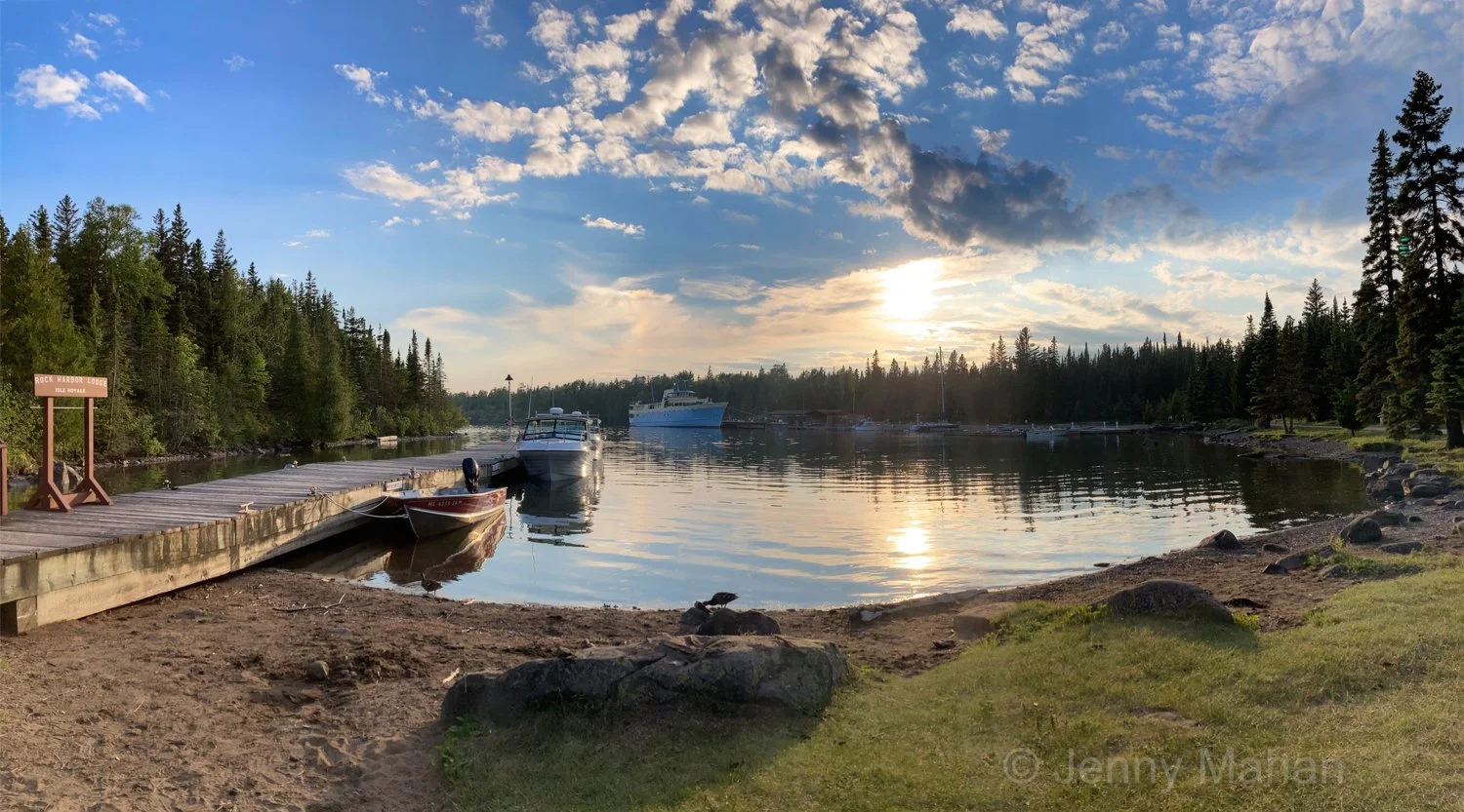 Snug Harbor Shore (at Rock Harbor Lodge), Ranger III docked beyond