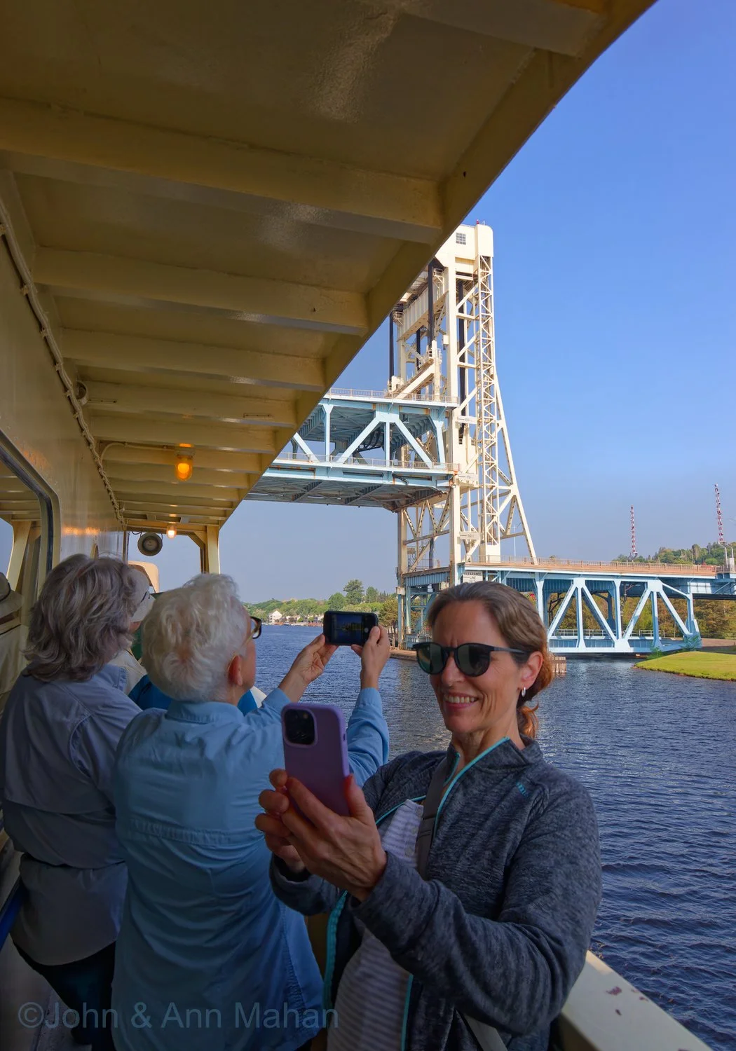 On board Ranger III -- passing under aerial lift bridge as we leave Houghton