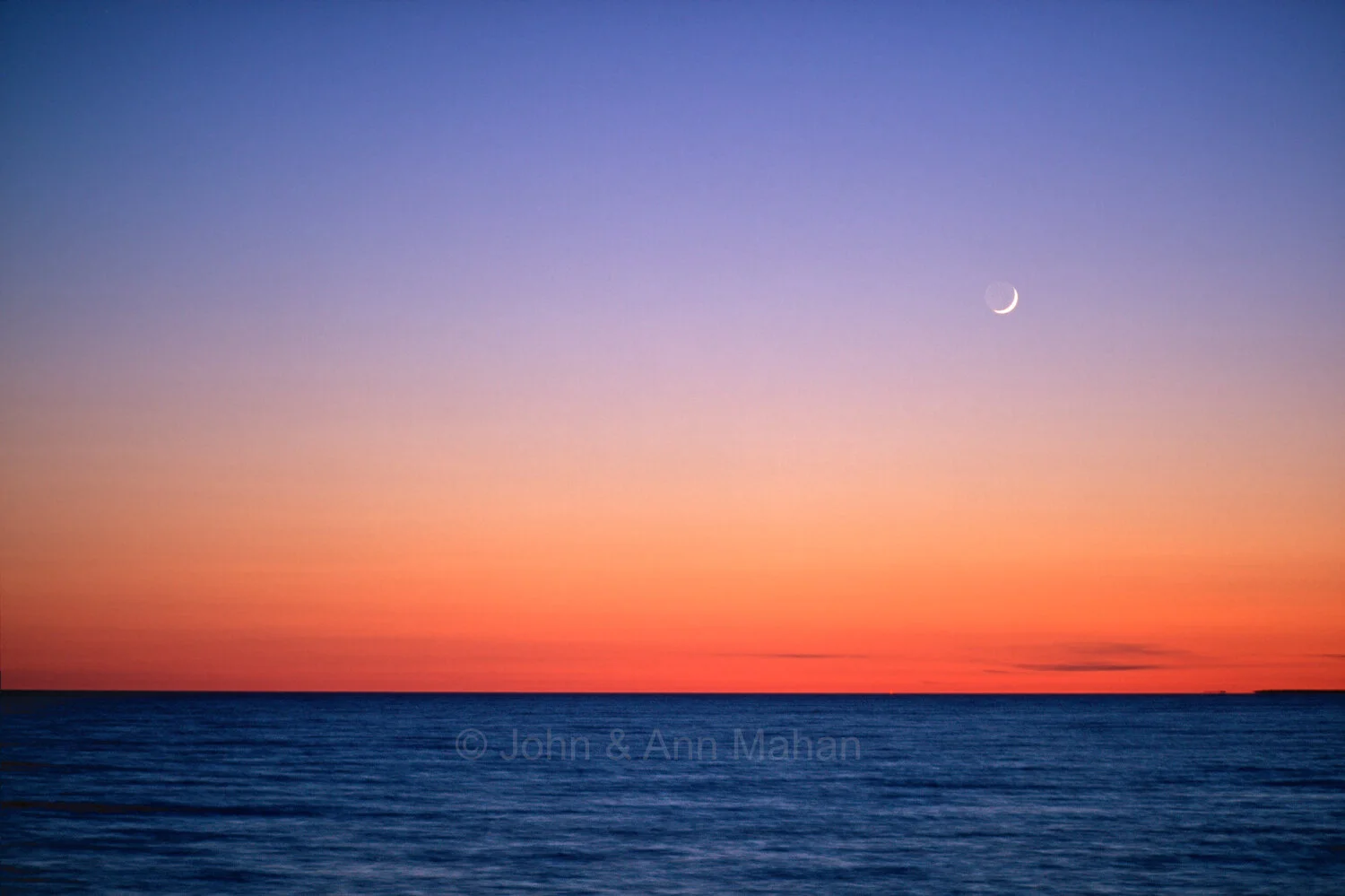 ID_4-6879C  Crescent Moon over Lake Michigan after Sunset