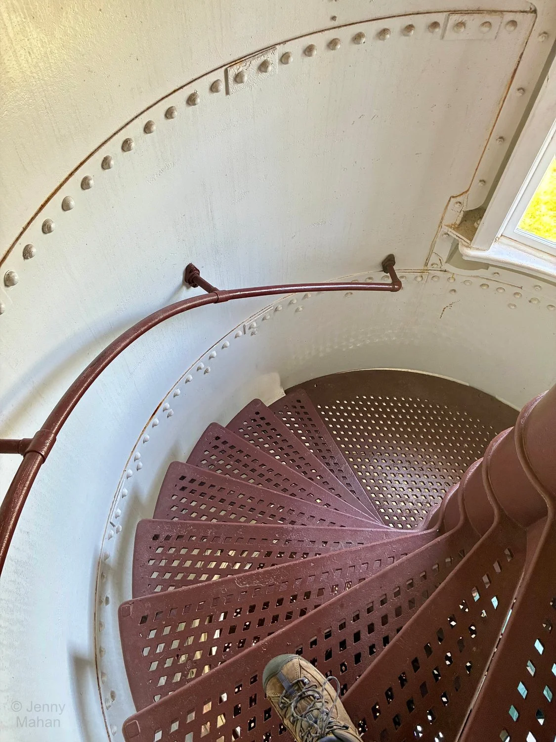 Descending New Michigan Island Lighthouse Stairs