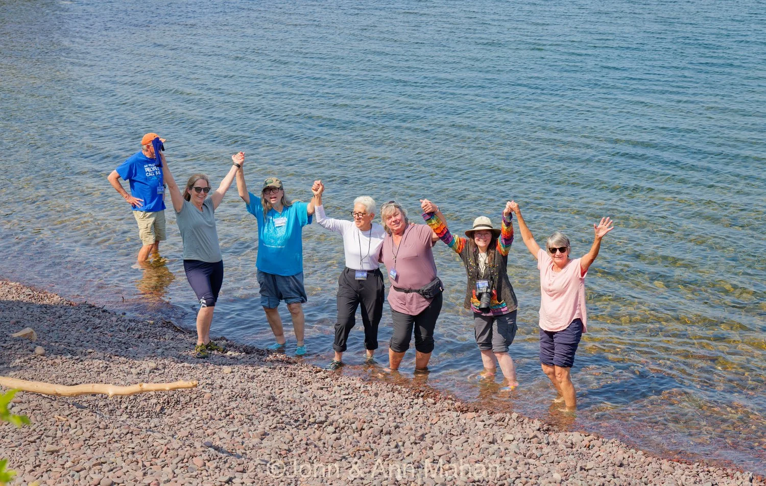 Keweenaw Peninsula Coach Tour -- Wading in cold Lake Superior at Fort Wilkins State Park