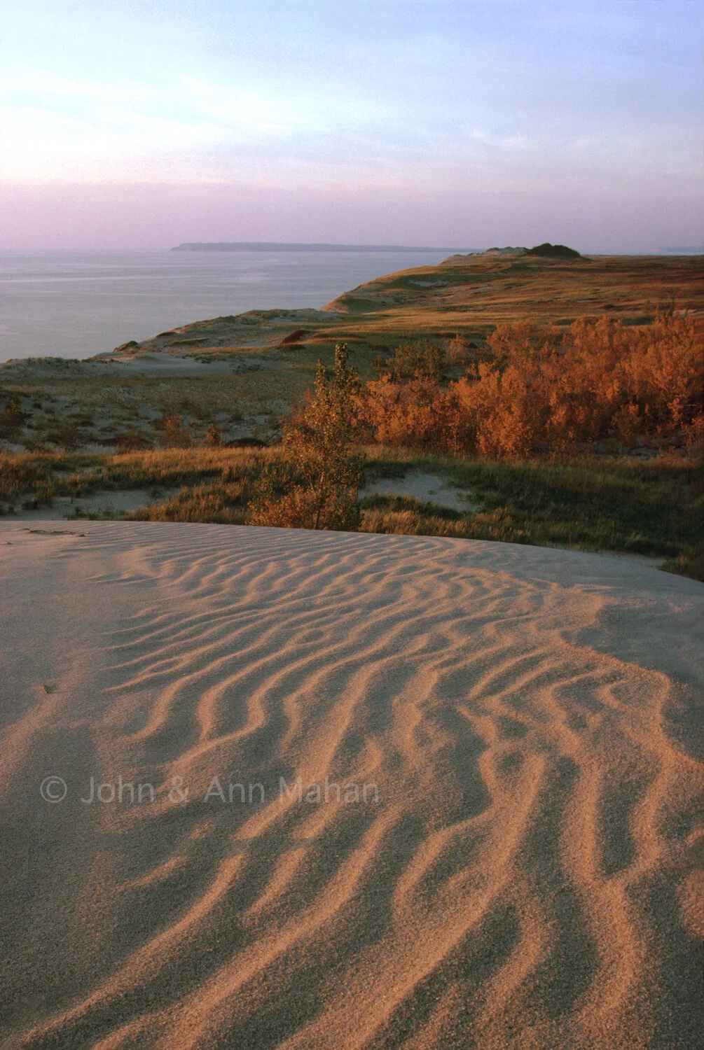 ID_23-3547C  Sand Ripples at Sleeping Bear Dunes in Autumn -- Manitou Islands on Horizon